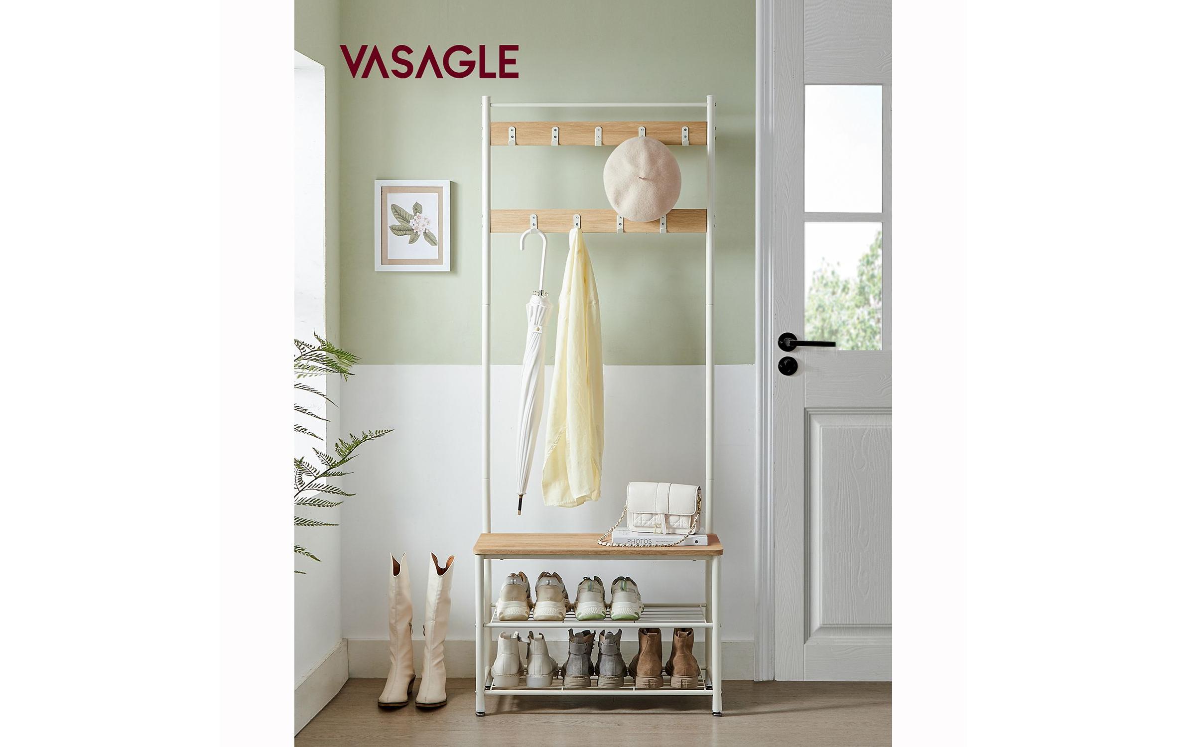 VASAGLE Garderobe 32.5 cm x 175 cm, Weiss