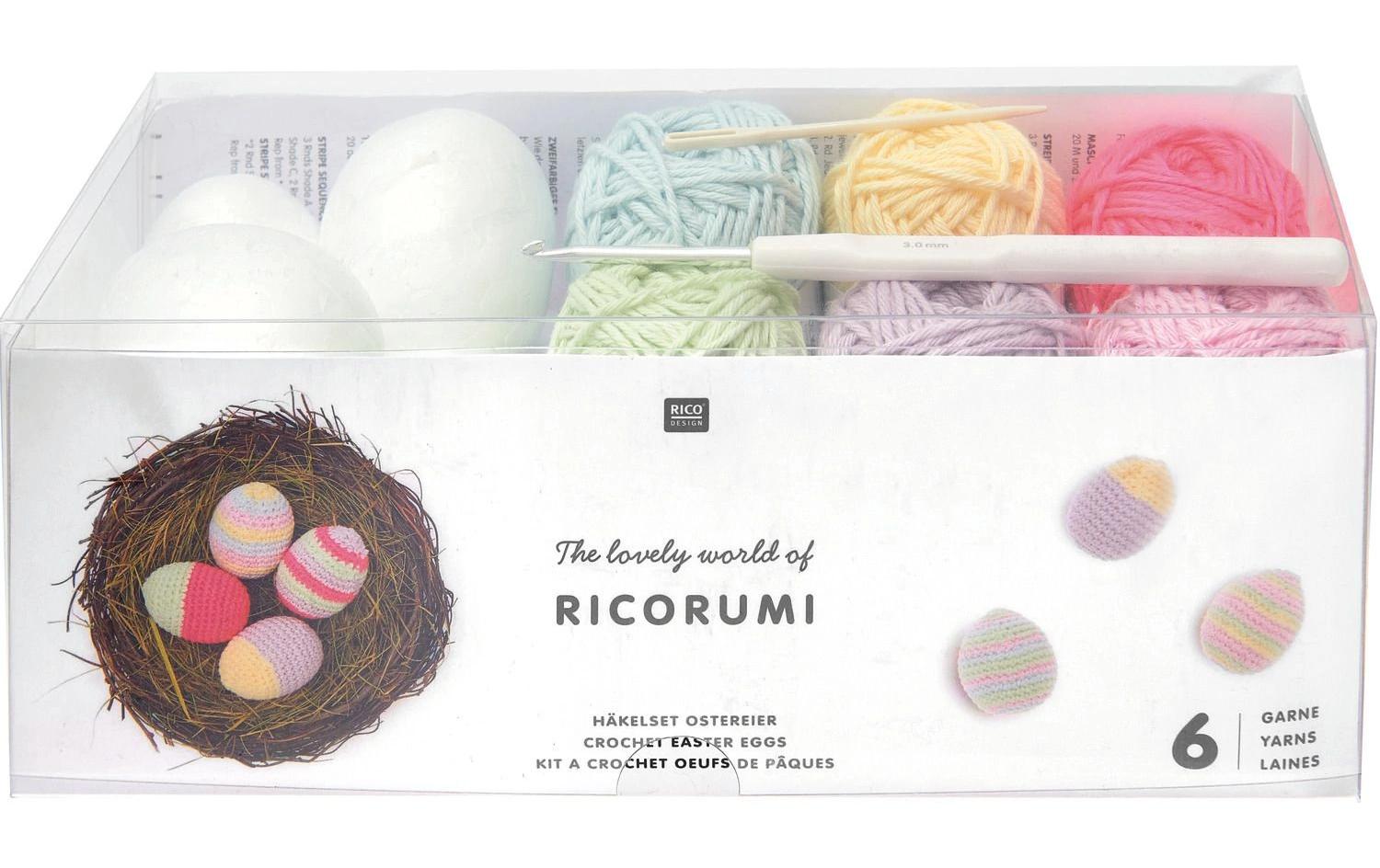 Rico Design Osterbastelset Häkeln Ricorumi Ostereier, Pastell