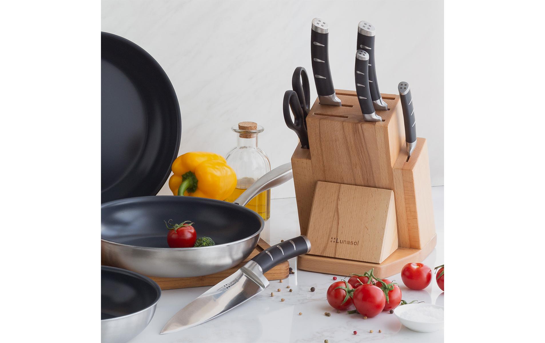 Lunasol Flow Kitchen Messerblock 7-tlg. Braun