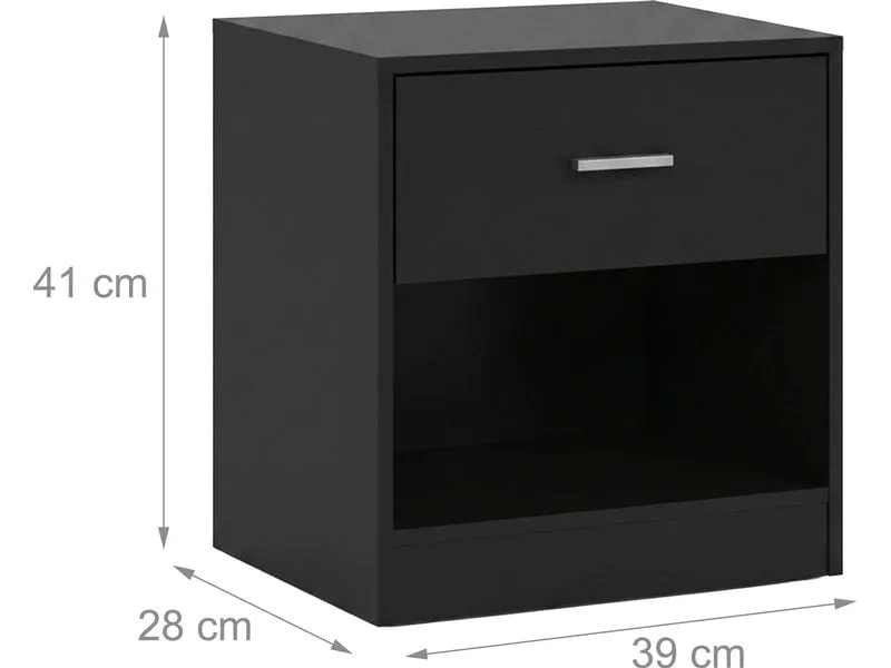 relaxdays Nachttisch 39 x 41 cm, Schwarz , 2er Set relaxdays Nachttisch 39 x 41 cm, Schwarz , 2er Set