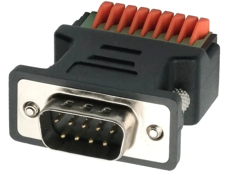 Exsys Adapter 9-pin Stecker zu 9-pin TerminalBlock mit Drucktaster Exsys Adapter 9-pin Stecker zu 9-pin TerminalBlock mit Drucktaster