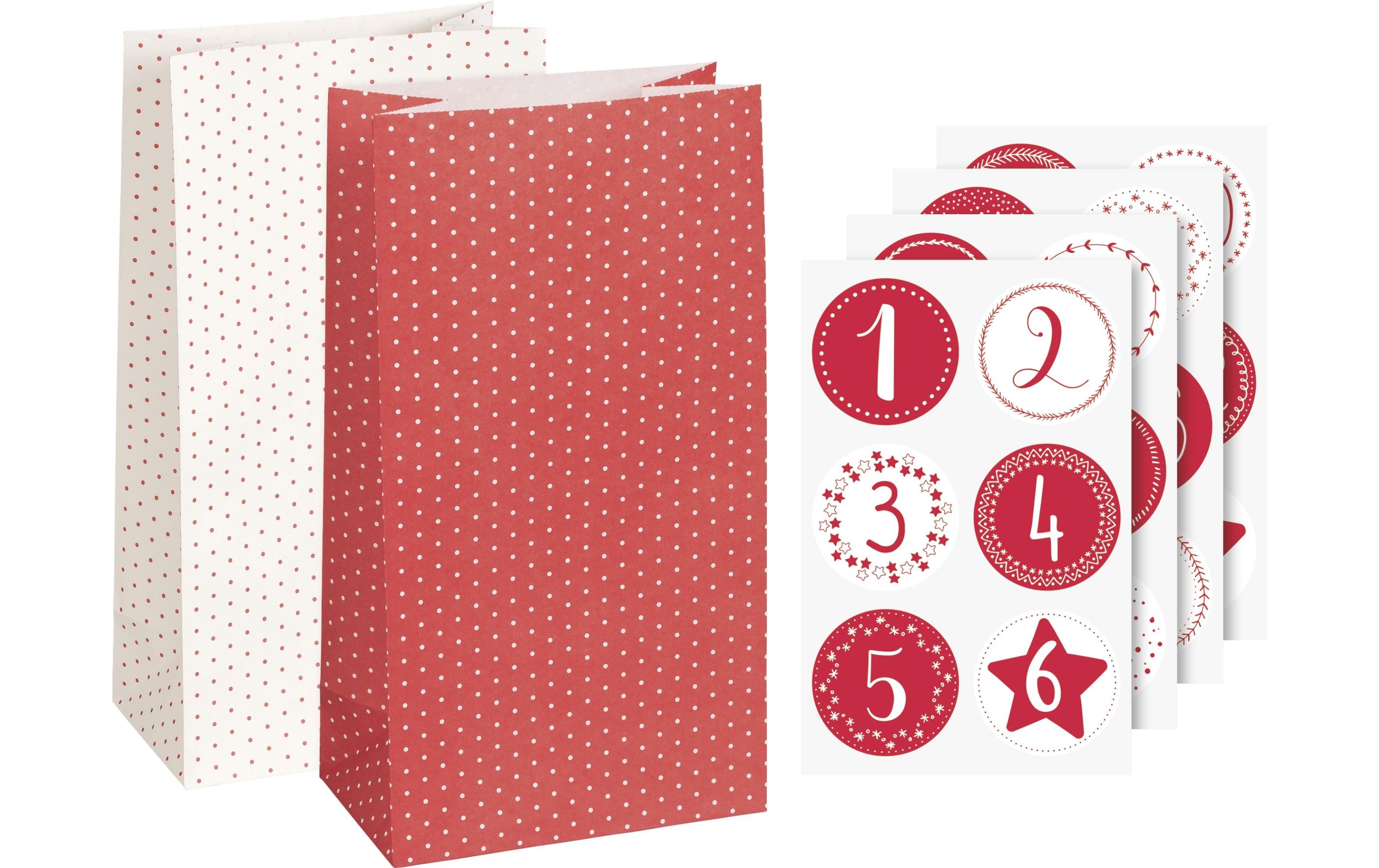 Heyda Adventskalender Set 24 x 13 x 7.5 cm, Rot/Weiss