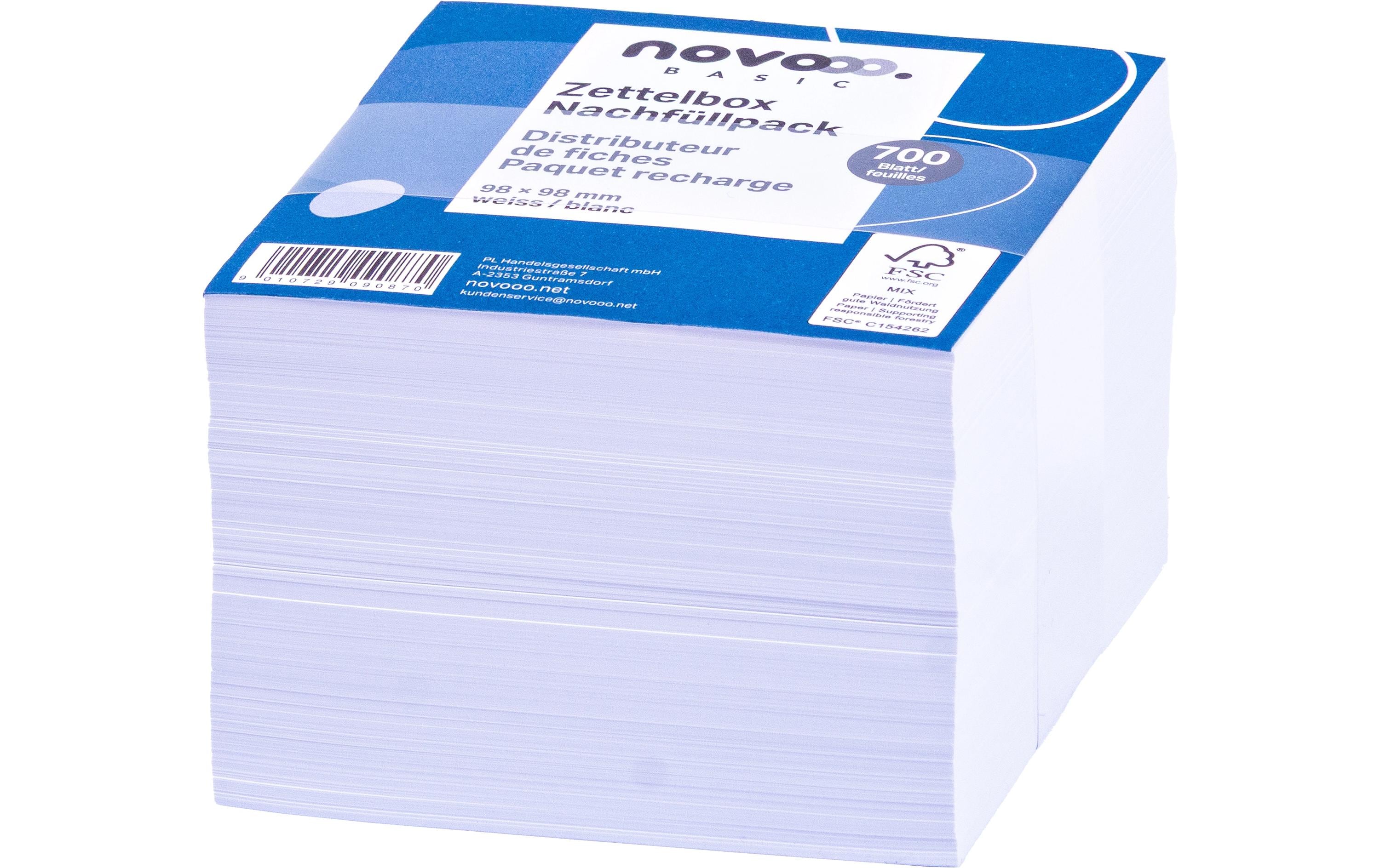 novooo. Zettelbox Papier 98 x 98 mm, weiss, 80g, 700 Blatt novooo. Zettelbox Papier 98 x 98 mm, weiss, 80g, 700 Blatt
