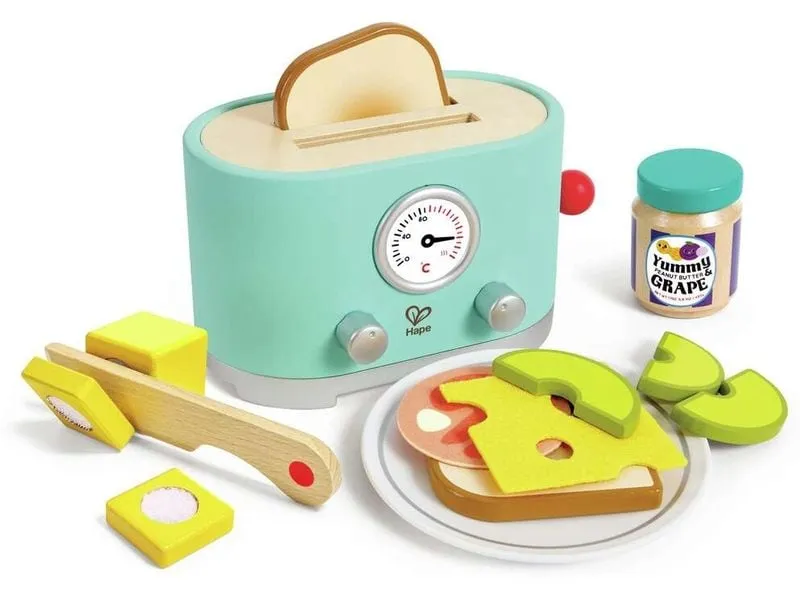Hape Spiel-Haushaltsgerät Pop-up-Toaster-Set Kling Hape Spiel-Haushaltsgerät Pop-up-Toaster-Set Kling
