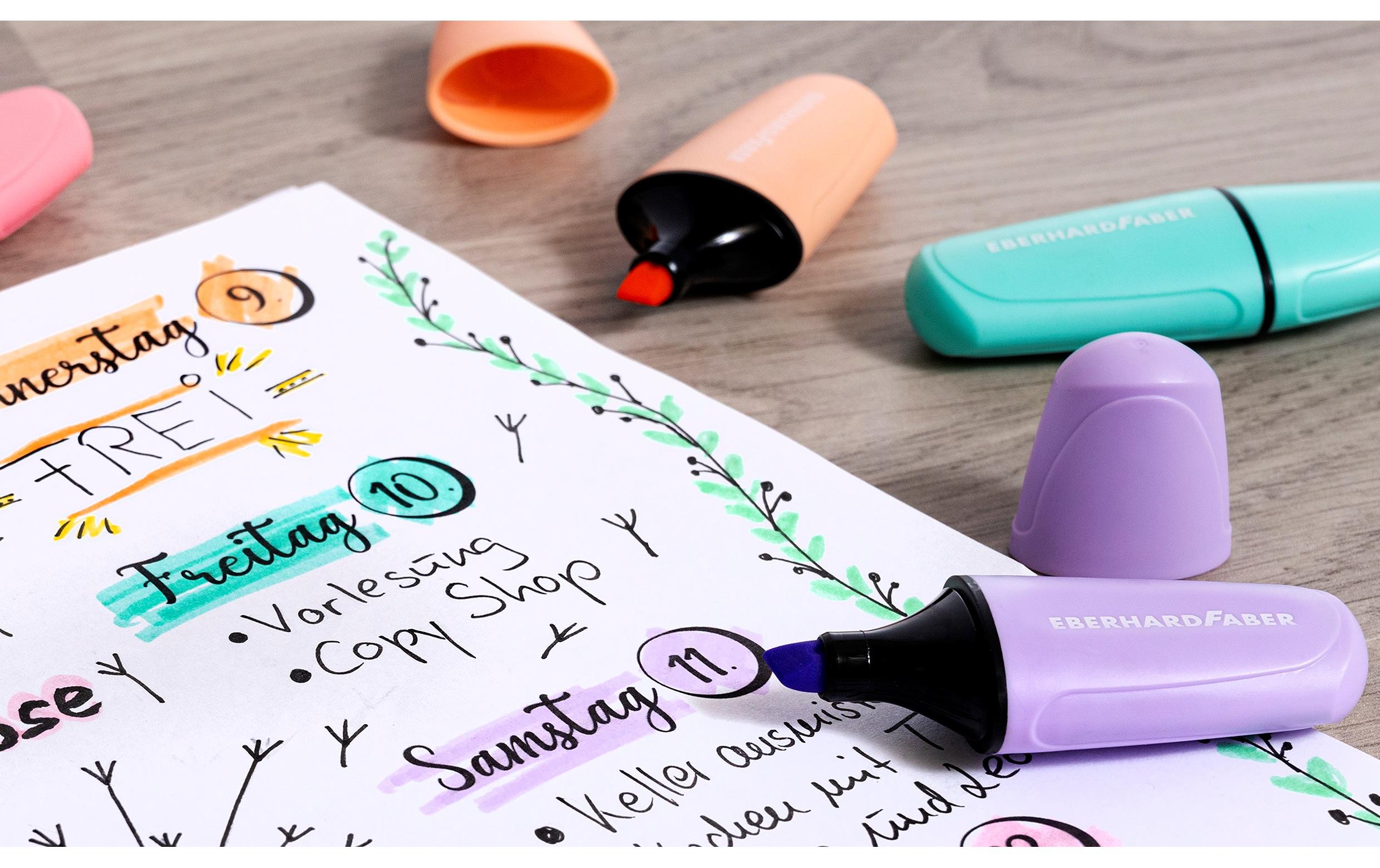 Eberhard Faber Textmarker Mini pastell 6 Stück, Mehrfarbig