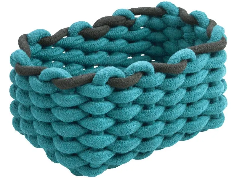 diaqua® Aufbewahrungskorb Cord 20 x 14 x 10 cm, Petrol/Schwarz