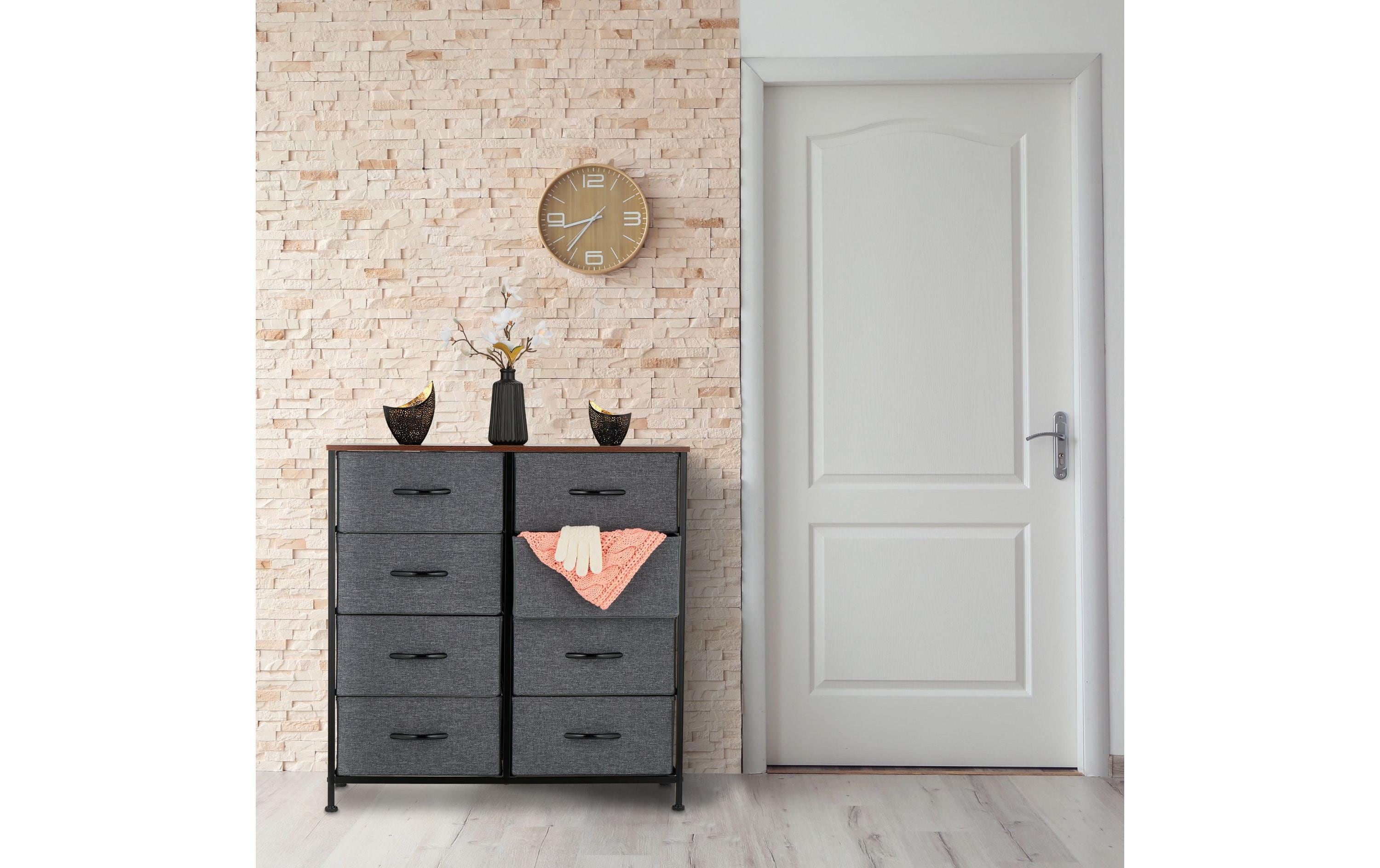 relaxdays Kommode mit 8 Schubladen 81,5 x 80 cm, Dunkelgrau/Schwarz