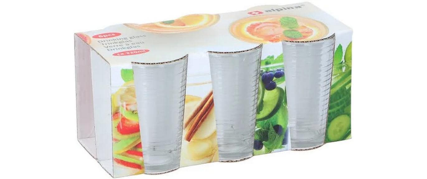 alpina Wassergläser Set 220 ml, 6 Stück, Transparent