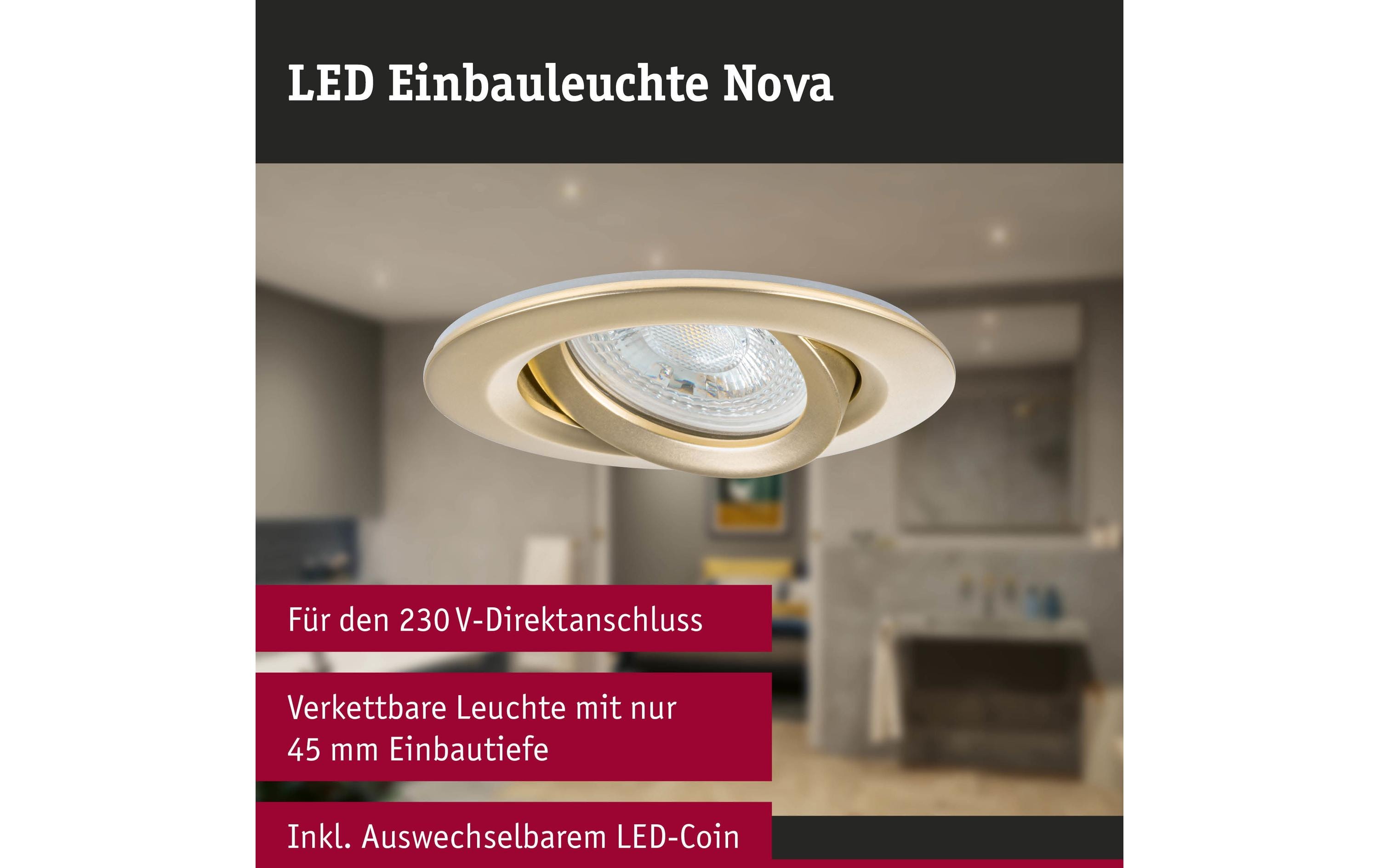 Paulmann Einbauleuchte Nova Plus 3-Set Gold