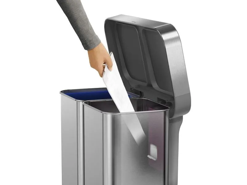 Simplehuman Abfalleimer Doppelkammer 58 l, Silber gebürstet Simplehuman Abfalleimer Doppelkammer 58 l, Silber gebürstet
