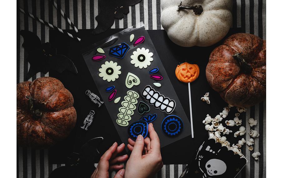 Partydeco Gel-Aufkleber für Kürbis, leuchtend, 2 Stück