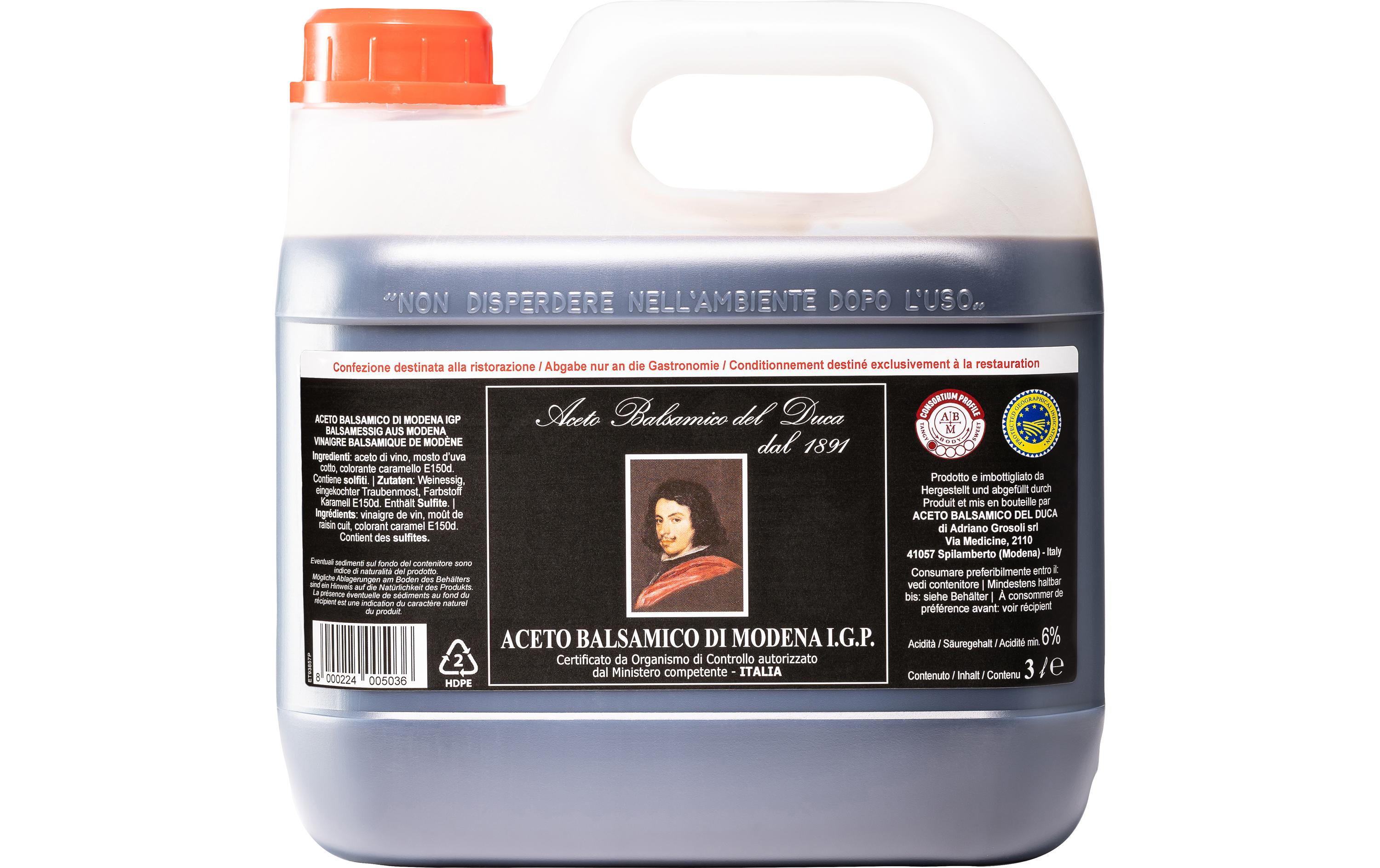 Del Duca Essig Aceto Balsamico di Modena Weisse Kappe 3000 ml