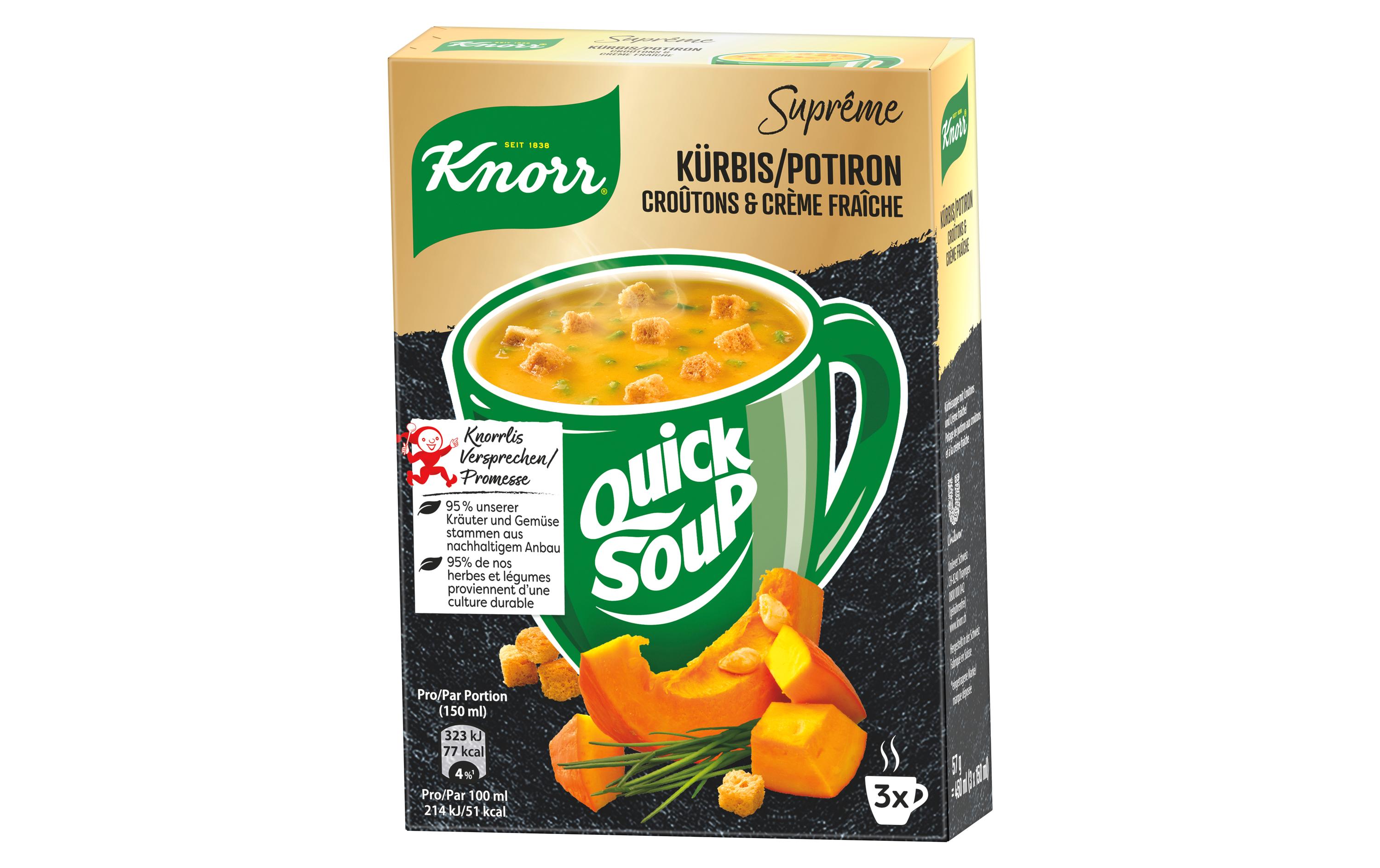 Knorr Quick Soup Kürbis, Croûtons und Crème Fraiche 3 Portionen