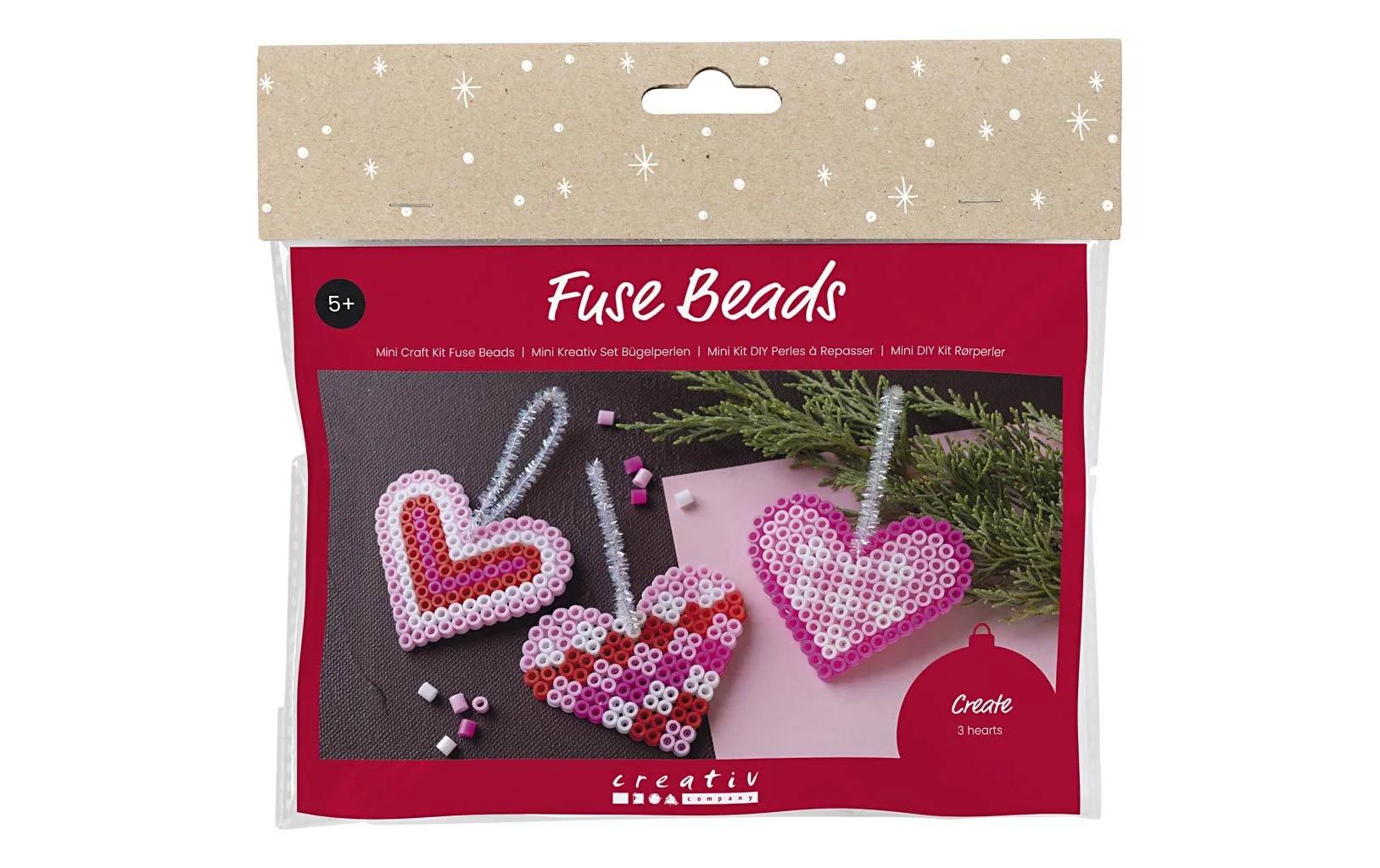 Creativ Company Bastelset Bügelperlen Herzen, Rot und Rosa