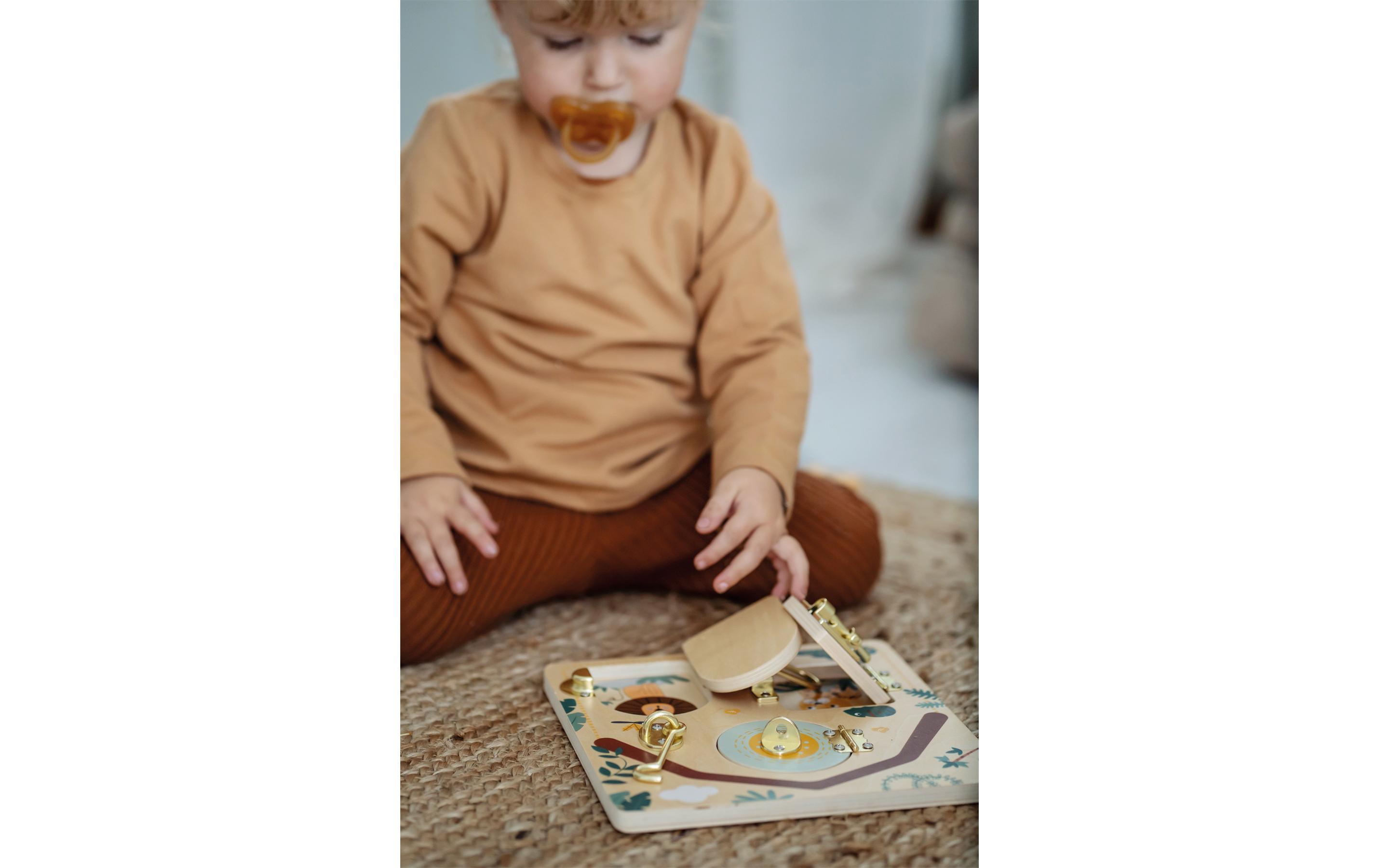 small foot Motorikbrett Schloss und Riegel «Safari»