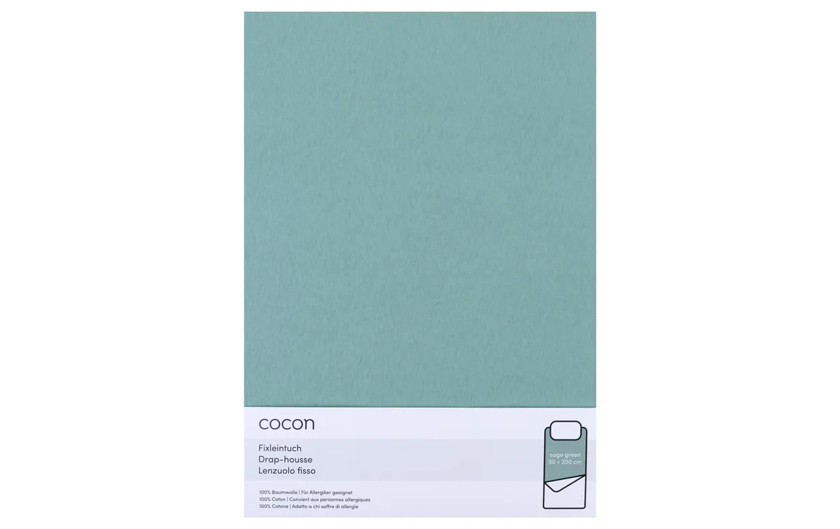 COCON Fixleintuch Jersey 90-100 x 200 cm, Salbeigrün COCON Fixleintuch Jersey 90-100 x 200 cm, Salbeigrün