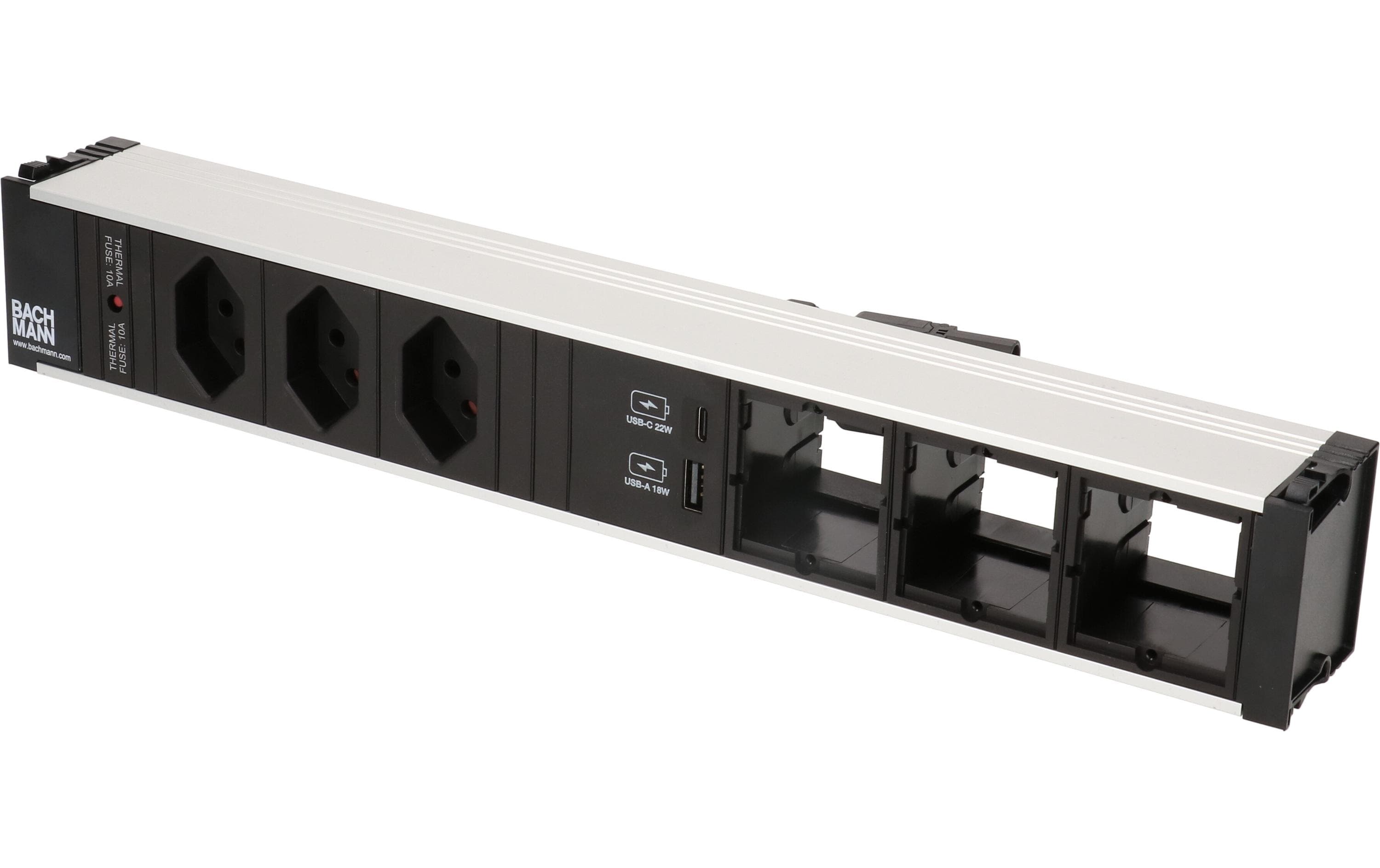 Bachmann Einbausteckerleiste CONI, 3x T13, 1x USB A/C, 3x Custom leer