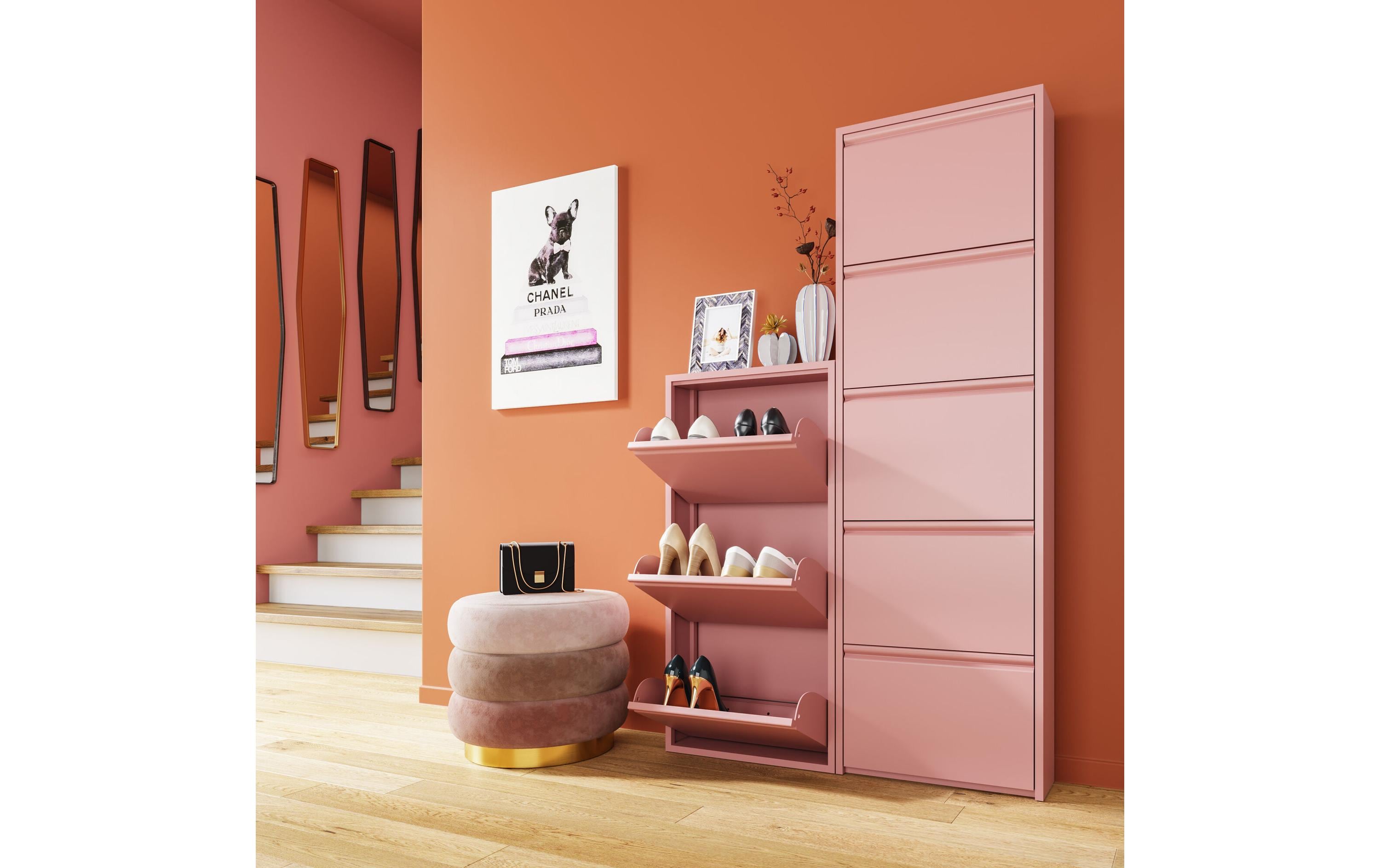 Kare Schuhschrank Caruso 100 x 50 cm, Rosa