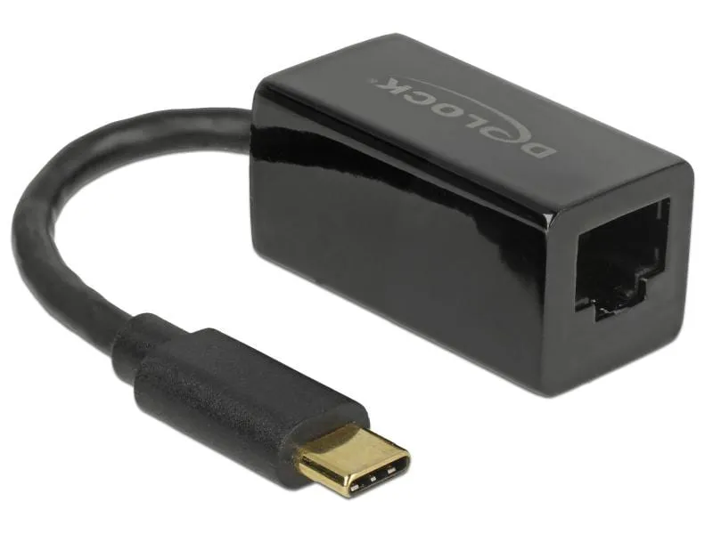 Delock Netzwerk-Adapter USB-C – RJ45 1Gbps, Schwarz Delock Netzwerk-Adapter USB-C – RJ45 1Gbps, Schwarz