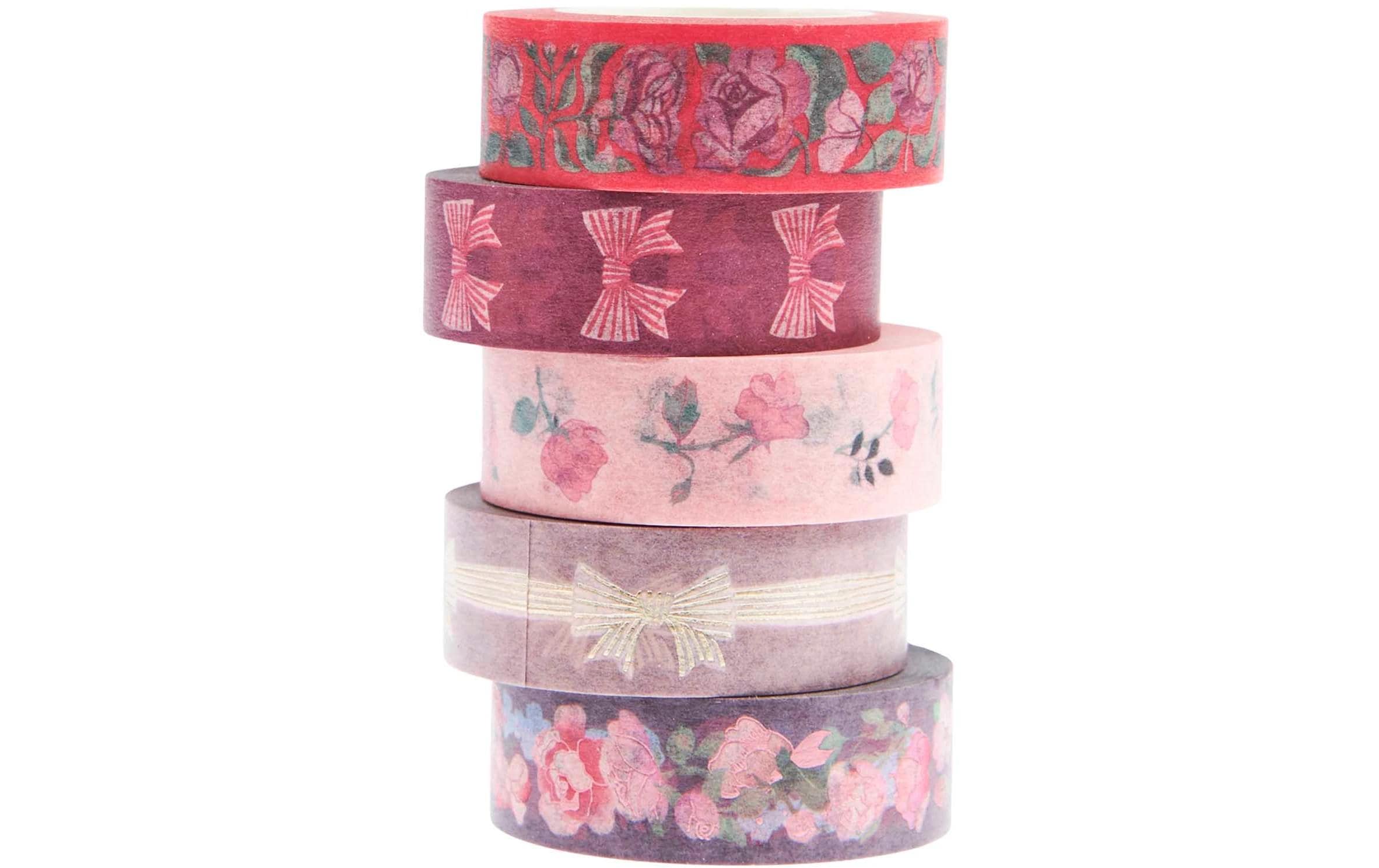 Rico Design Washi Tape Set La Vie En Ros 5 Stück, Pink, 10 m