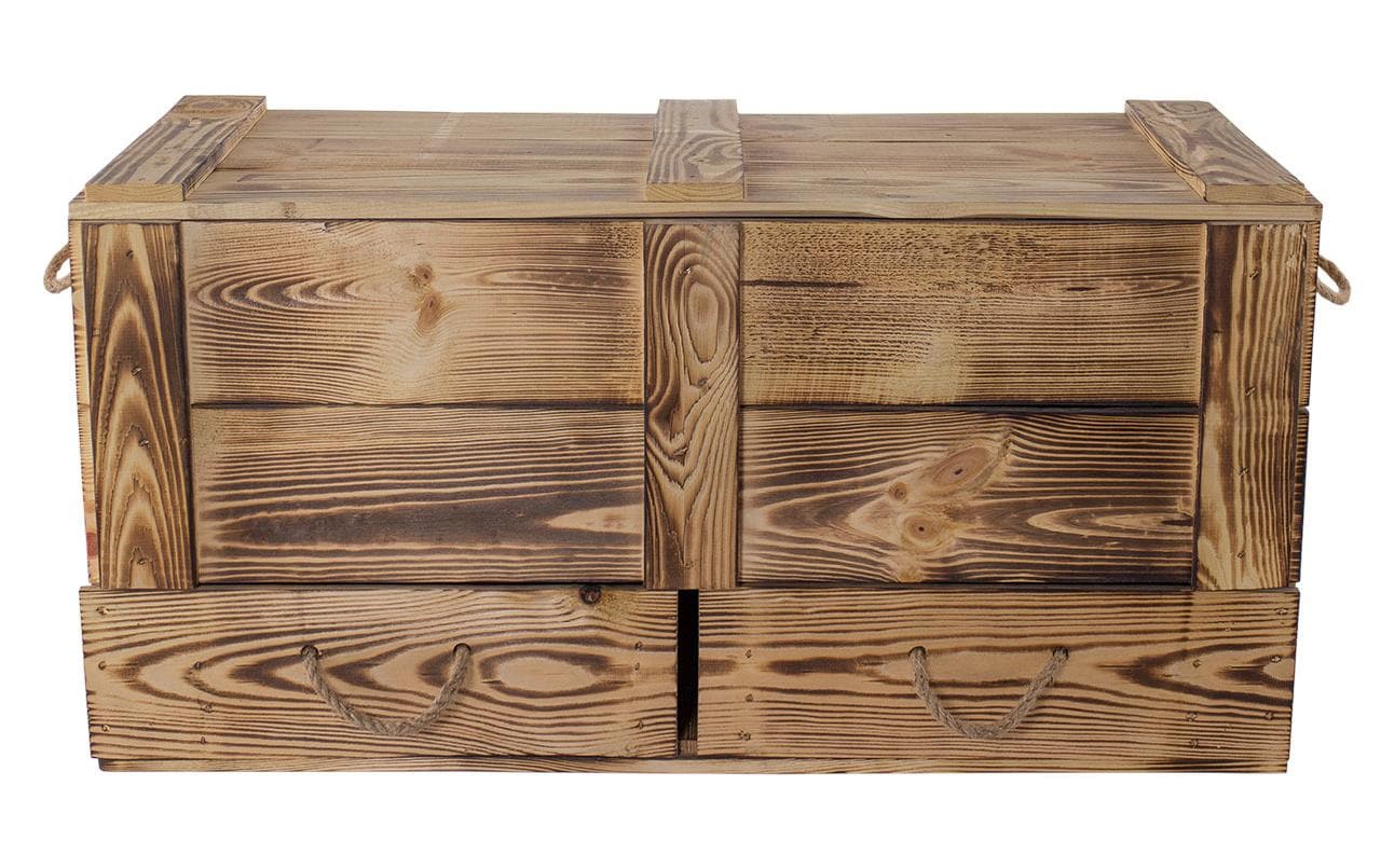 Holz Zollhaus Truhe Vintage geflammt, 85 x 40 cm