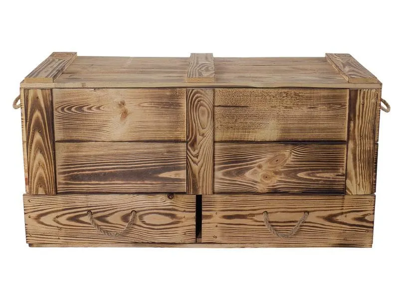 Holz Zollhaus Truhe Vintage geflammt, 85 x 40 cm