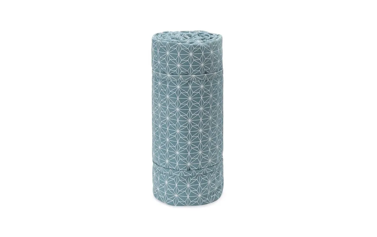 Urbanara Picknickdecke Mallur 130 x 190 cm - Taubenblau / Naturweiss