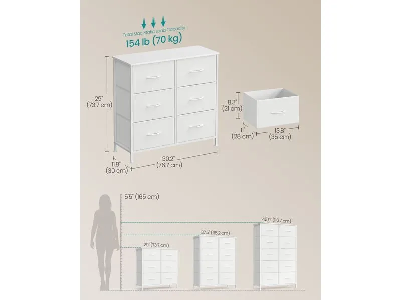 Songmics Kommode 73.7 x 76.7 cm, Weiss