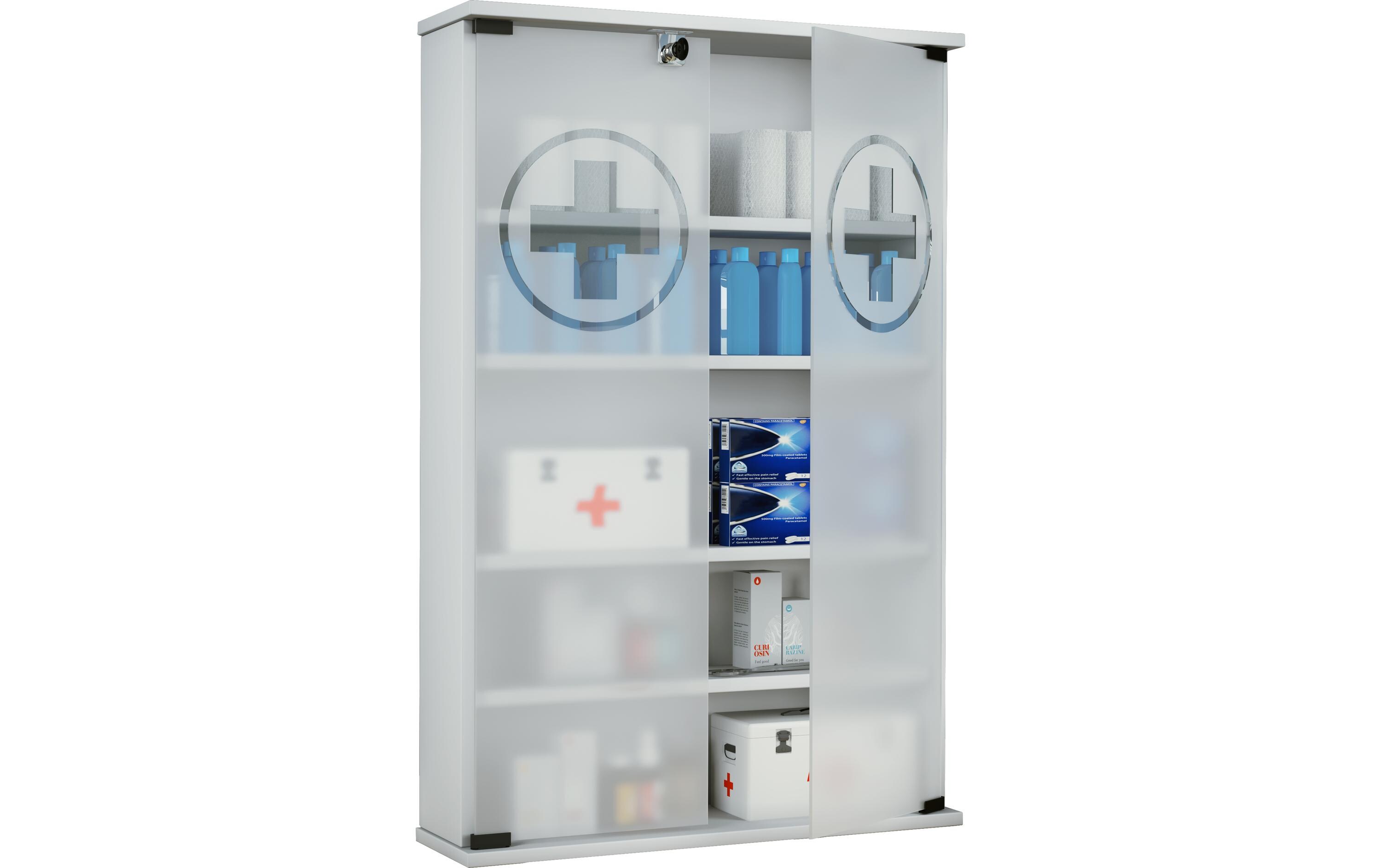 VCM Erste Hilfe Schrank Honula 91 x 60 x 17 cm, Weiss VCM Erste Hilfe Schrank Honula 91 x 60 x 17 cm, Weiss