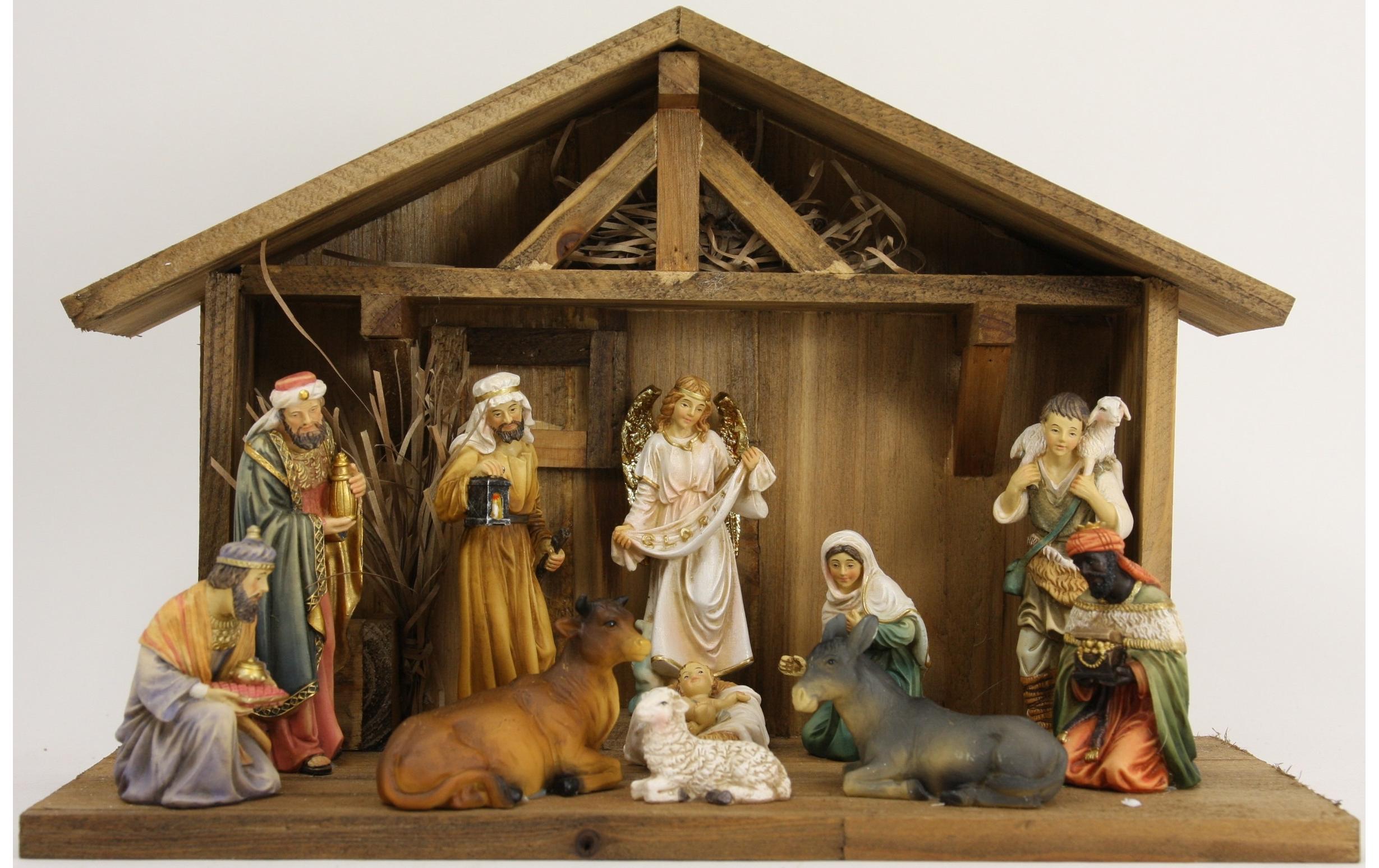 Botanic-Haus Krippe Stall mit Figuren, 11-teilig
