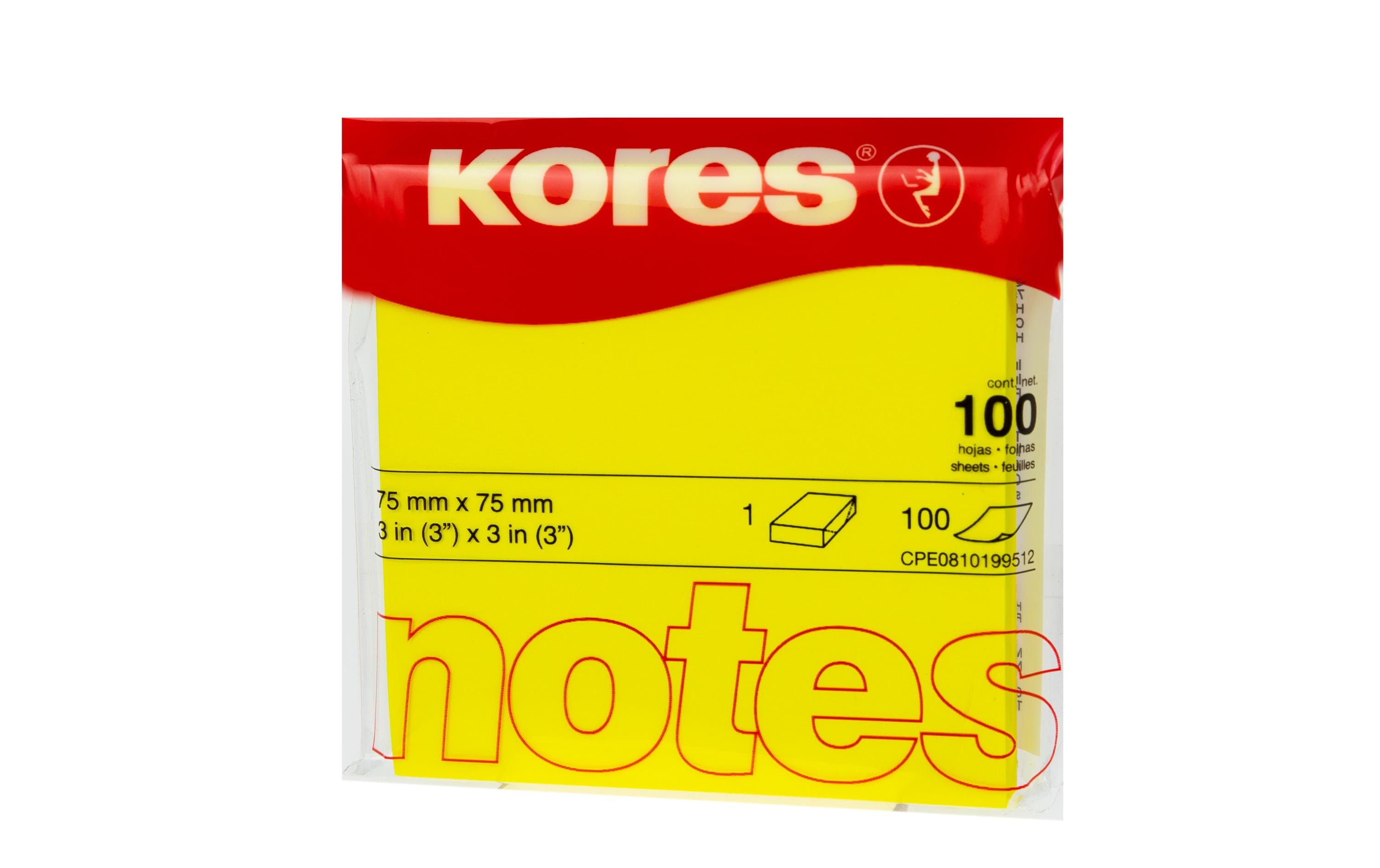 Kores Notizzettel 7.5 x 7.5 cm, Neongelb Kores Notizzettel 7.5 x 7.5 cm, Neongelb