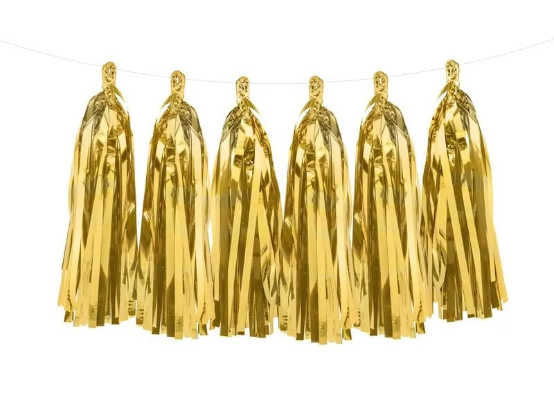 Partydeco Girlande Quasten 1.5 m, Gold, 12 Pompons Partydeco Girlande Quasten 1.5 m, Gold, 12 Pompons