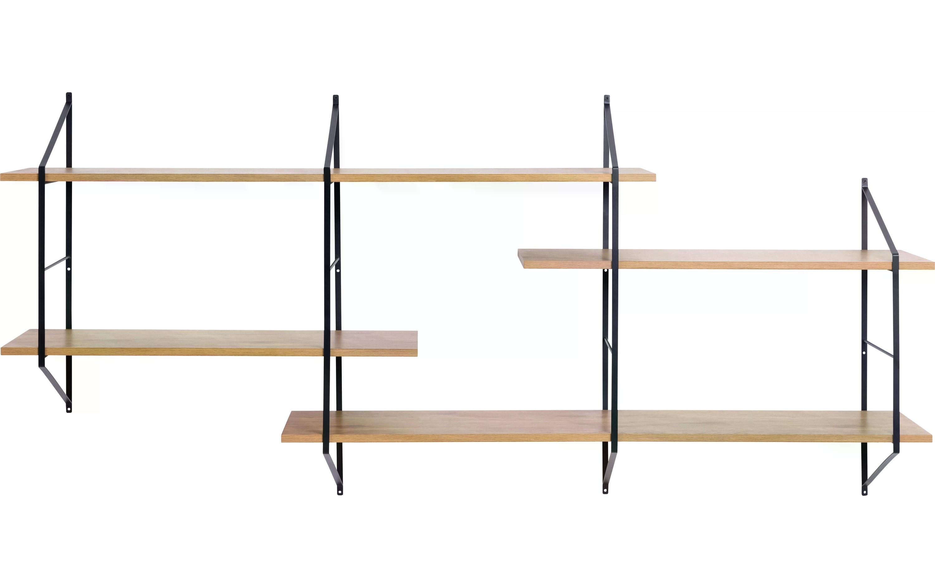 AC Design Wandregal Belfast 191 x 25,5 x 79 cm, Braun/Schwarz