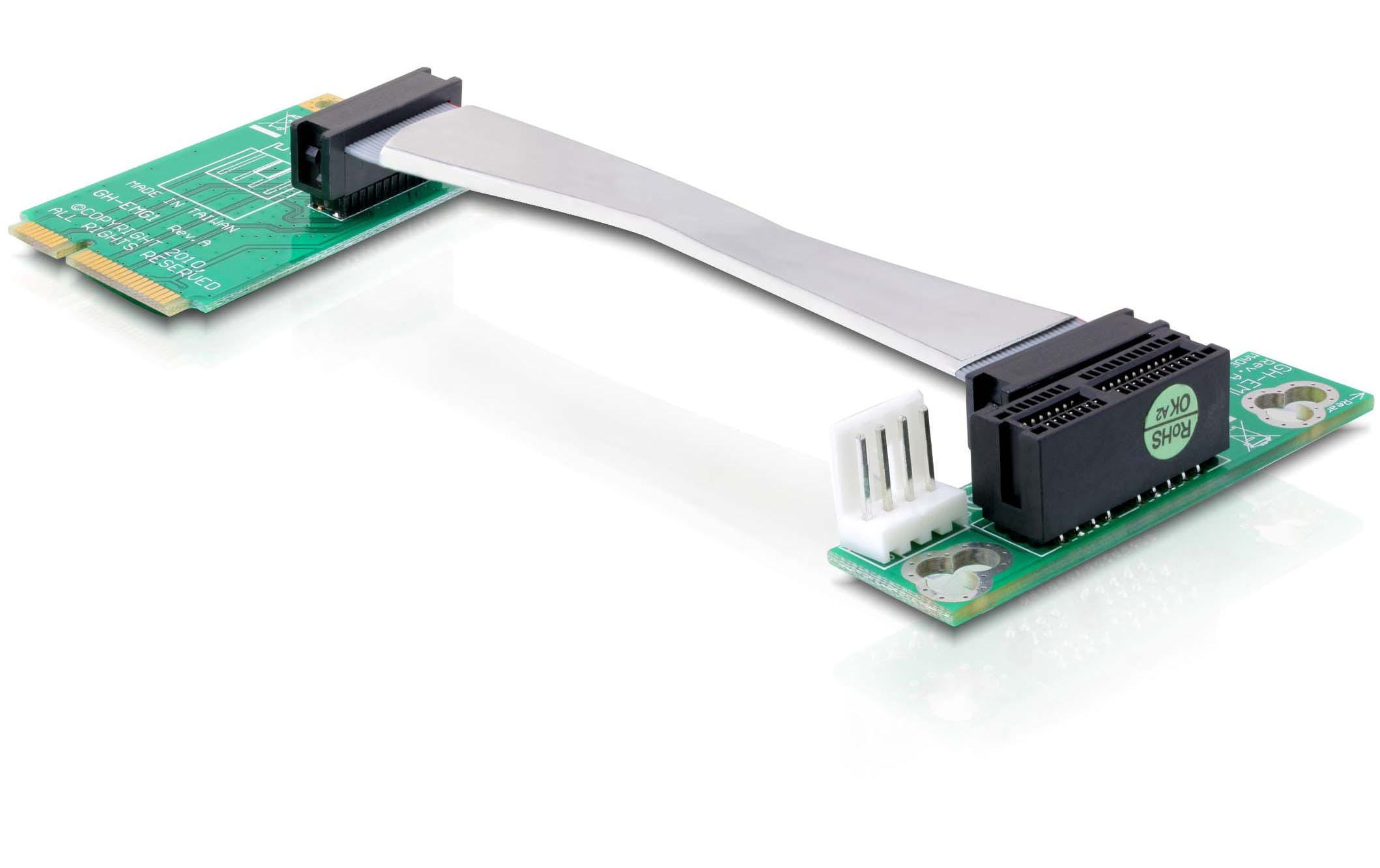 Delock PCI-E Riser Karte Mini PCI-E auf PCI-E, 13 cm