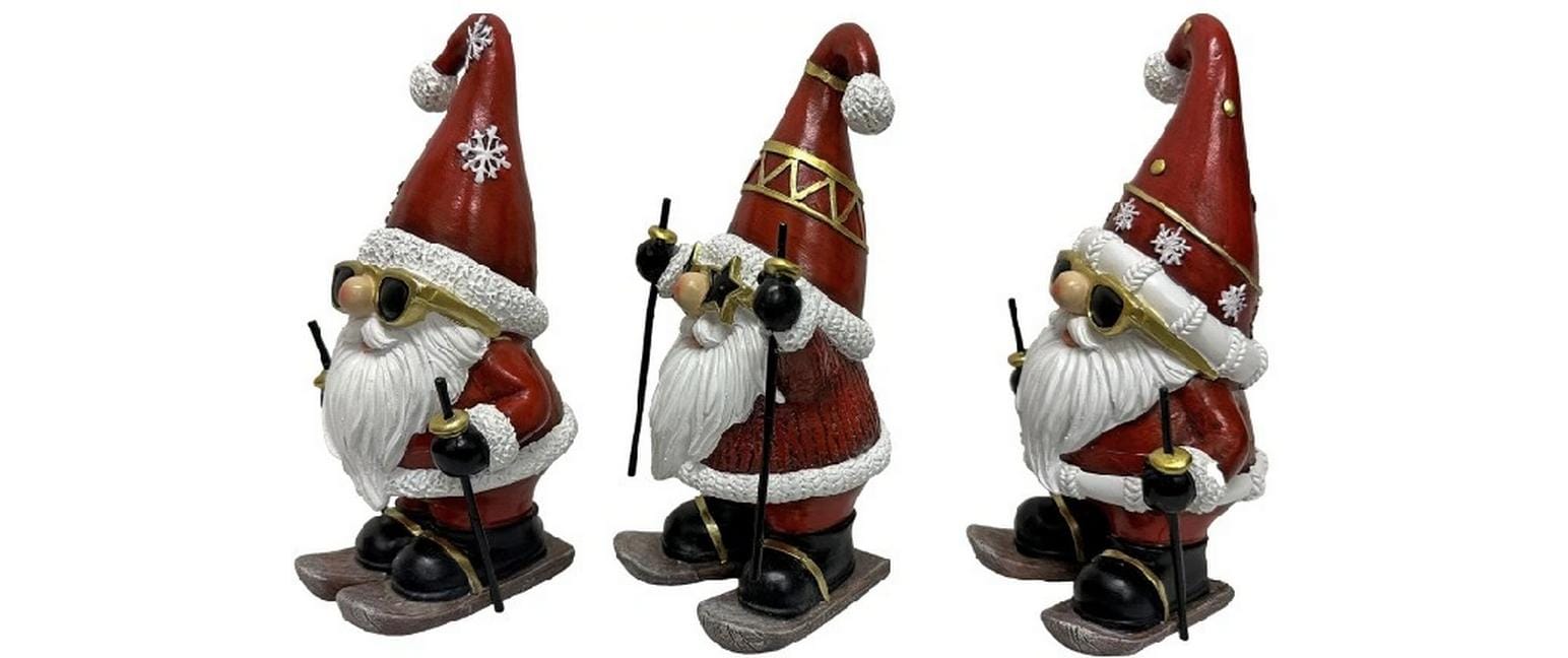Dameco Weihnachtsfigur Santa auf Ski 3-er Set, Rot