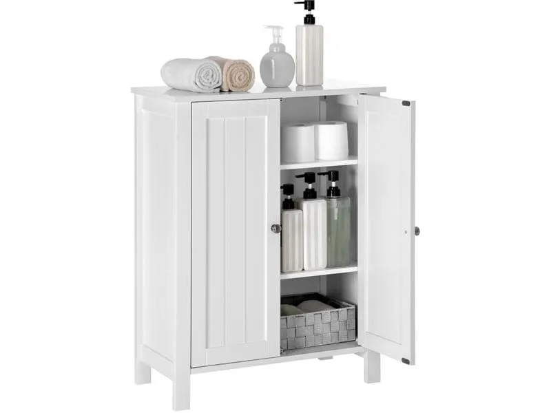 VASAGLE Badezimmerregal mit Doppeltür 60 x 80 cm, Weiss VASAGLE Badezimmerregal mit Doppeltür 60 x 80 cm, Weiss