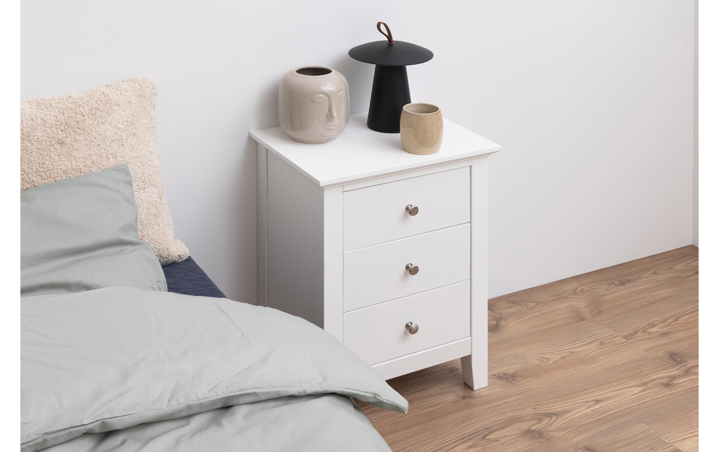 AC Design Nachttisch Linnea 45 cm x 62.8 cm, Weiss glanz