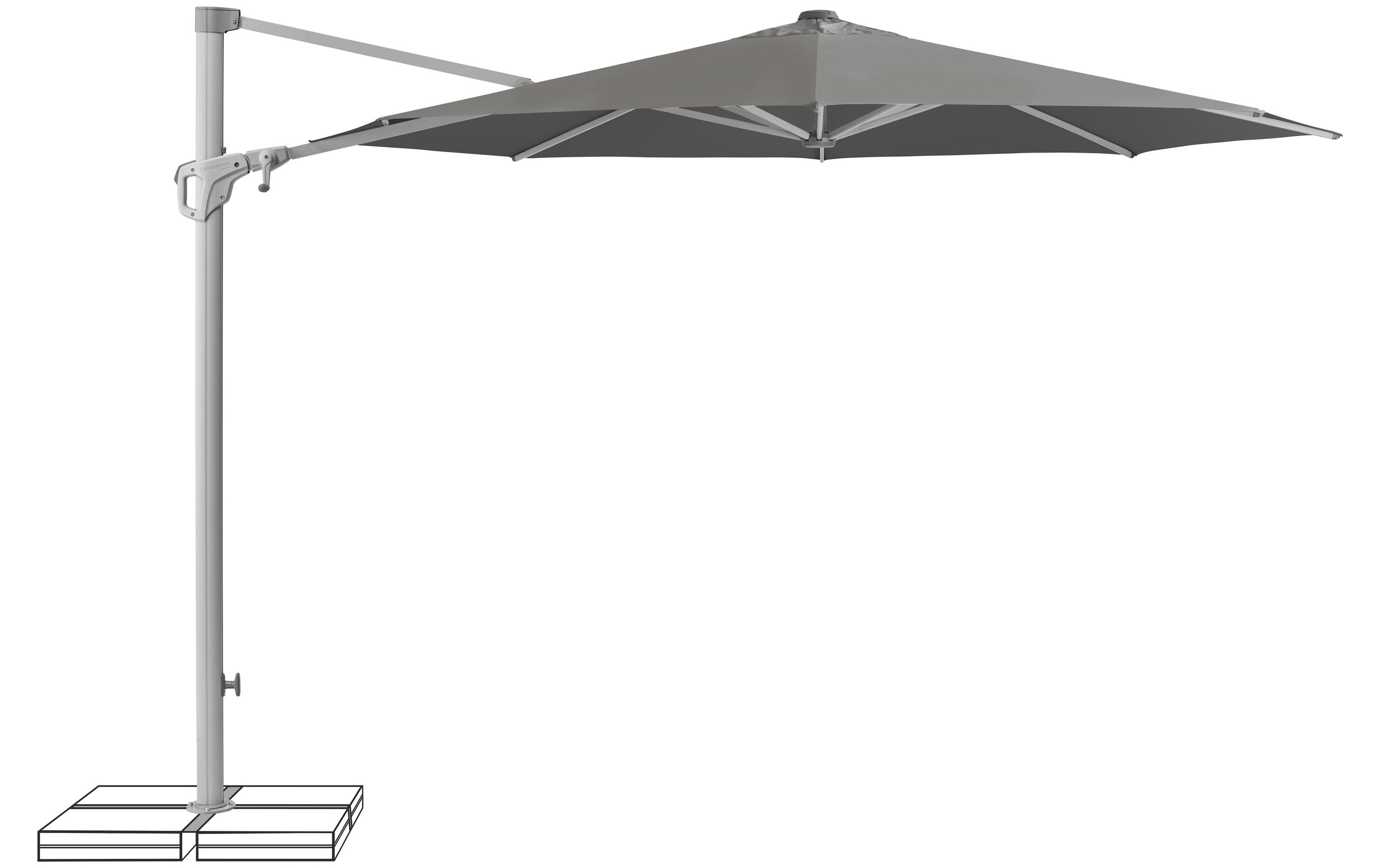 Suncomfort by Glatz Sonnenschirm Familyflex Steingrau, Ø 300 mm