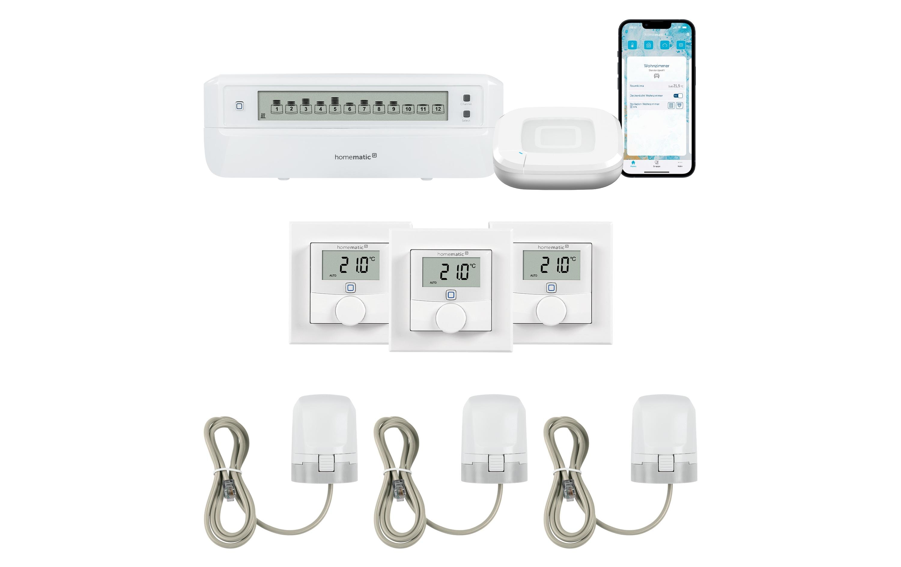 Homematic IP Fussboden Kit 3x Wandthermo, 3x Stellantrieb Acces2 Aktor