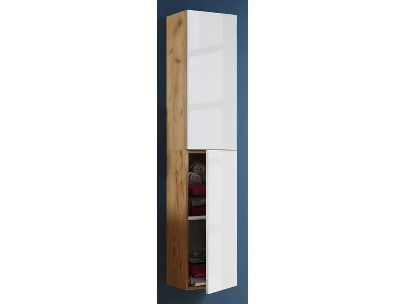 VCM Badezimmerregal Lendas 33 x 150 cm, Weiss/Braun VCM Badezimmerregal Lendas 33 x 150 cm, Weiss/Braun
