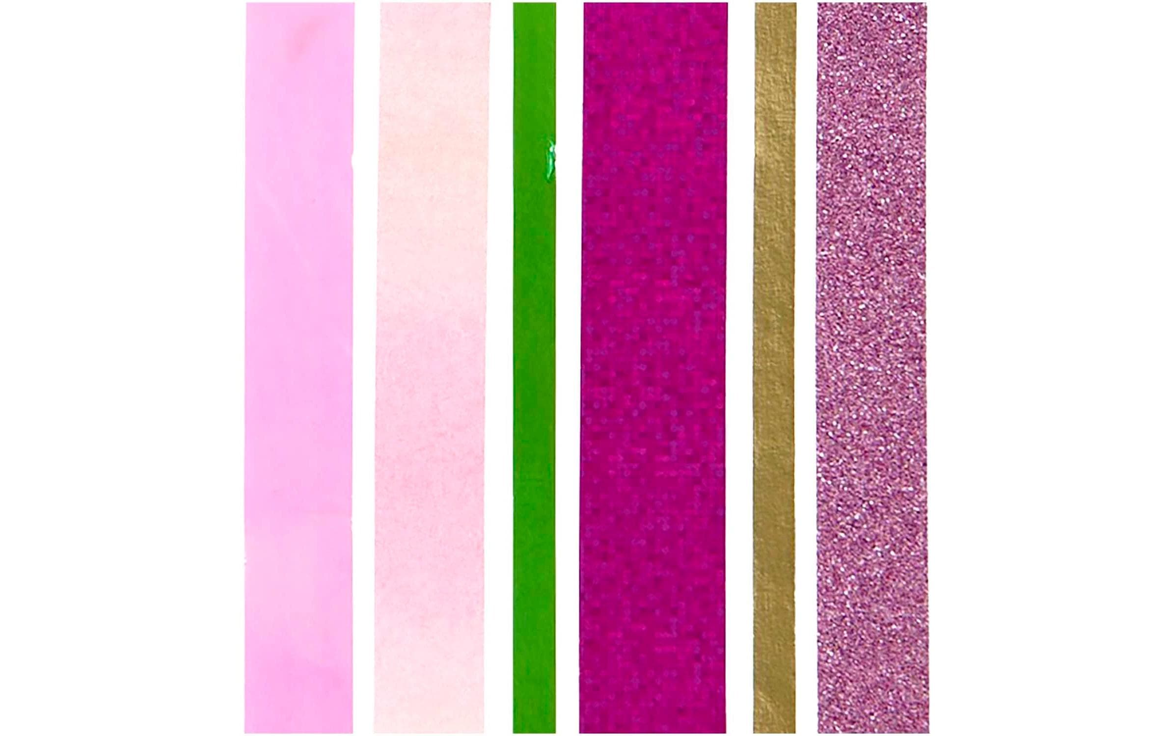 Rico Design Washi Tape 6 Stück, Grün/Rosa, 3/8/10 m