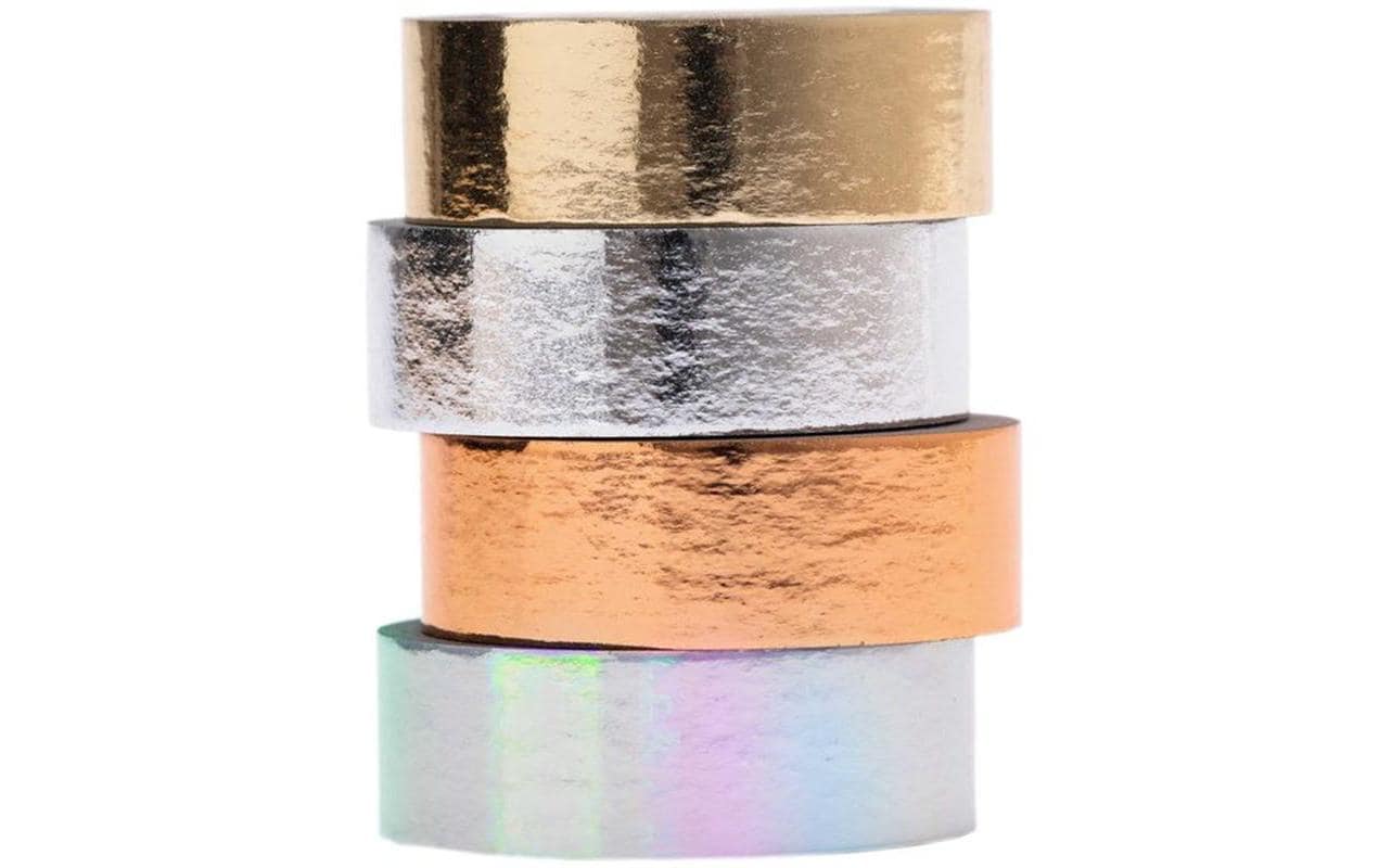 Rico Design Washi Tape Metallic 1.5 cm x 5 m, Mehrfarbig, 4 Stück