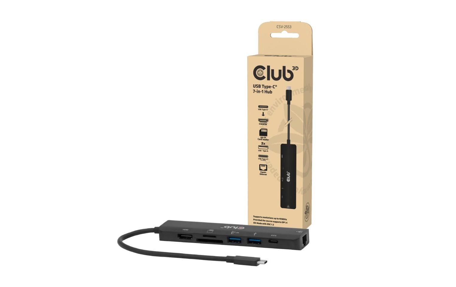 Club 3D Dockingstation CSV-2553 USB-C 7-in-1 Hub Club 3D Dockingstation CSV-2553 USB-C 7-in-1 Hub