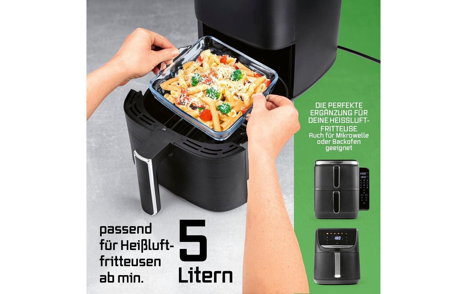 GOURMETmaxx Auflaufform Eckig, Transparent, 800 ml