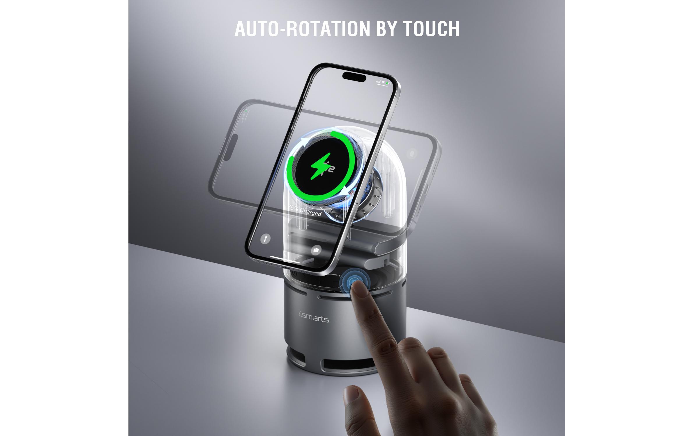 4smarts Wireless Charger 3-in-1 ChargeBot Sound Spacegrau