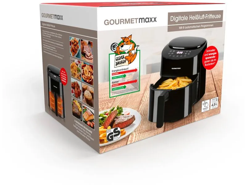GOURMETmaxx Heissluft-Fritteuse Digital Schwarz