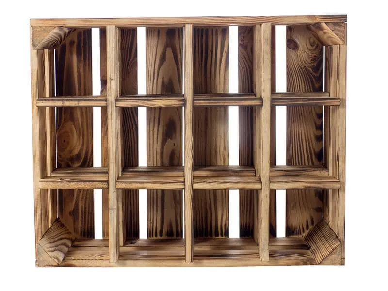 Holz Zollhaus Flaschenregal Vintage für 12 Flaschen, Kiefer geflammt Holz Zollhaus Flaschenregal Vintage für 12 Flaschen, Kiefer geflammt