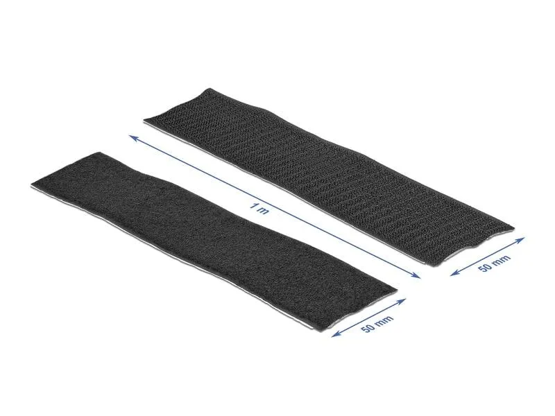 Delock Klettband-Rolle 1m x 50 mm Haft und Flauschband Schwarz Delock Klettband-Rolle 1m x 50 mm Haft und Flauschband Schwarz