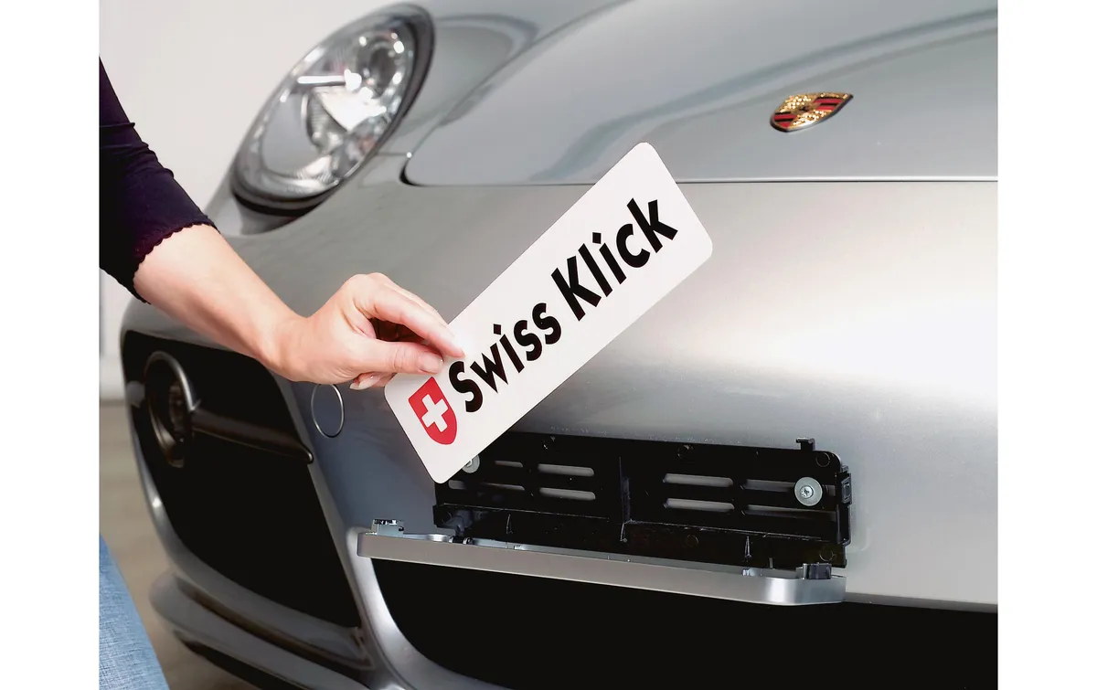 Swiss Klick Kennzeichenhalterset Langformat Weiss Swiss Klick Kennzeichenhalterset Langformat Weiss