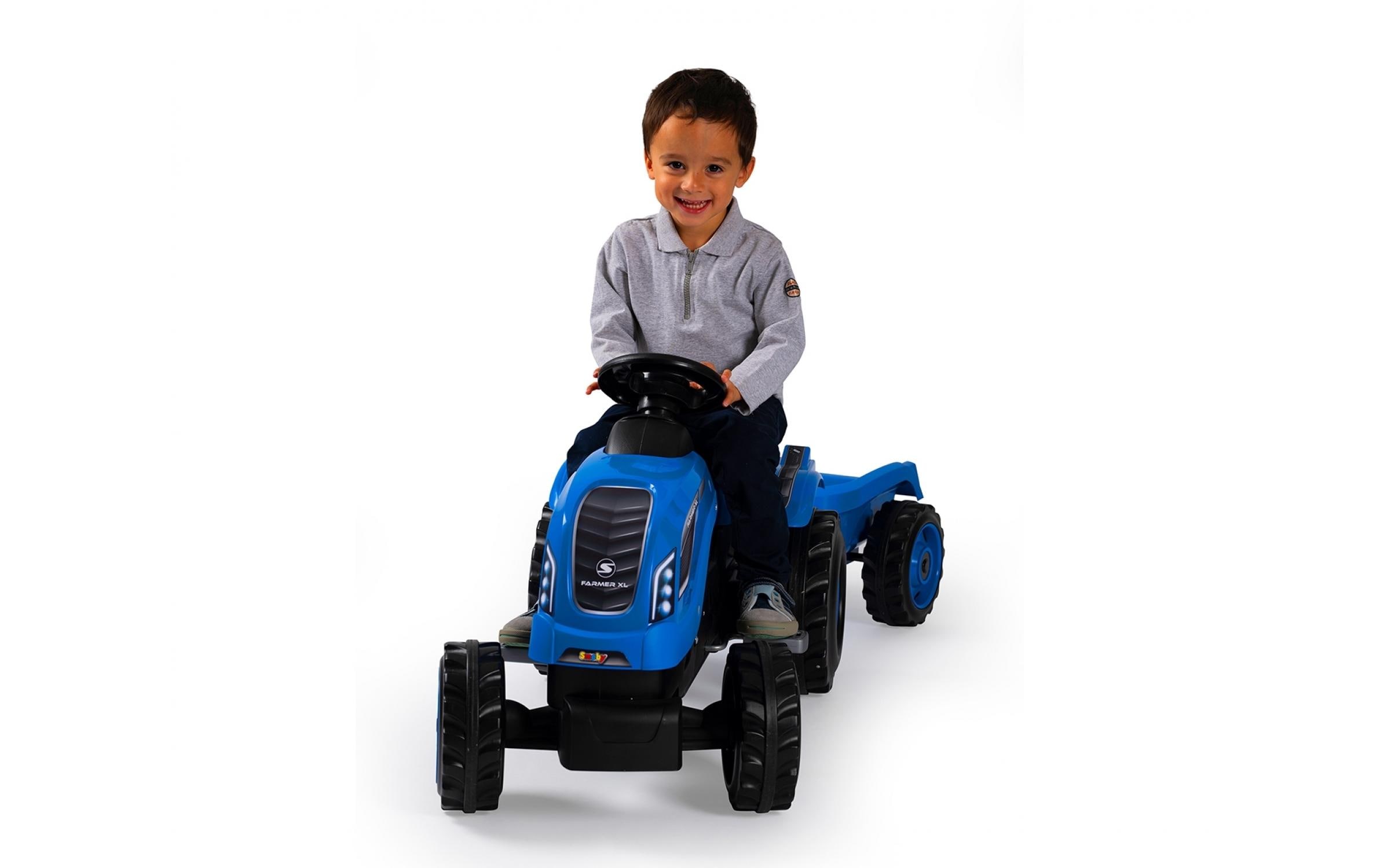 Smoby Traktor Farmer XL mit Anhänger Blau